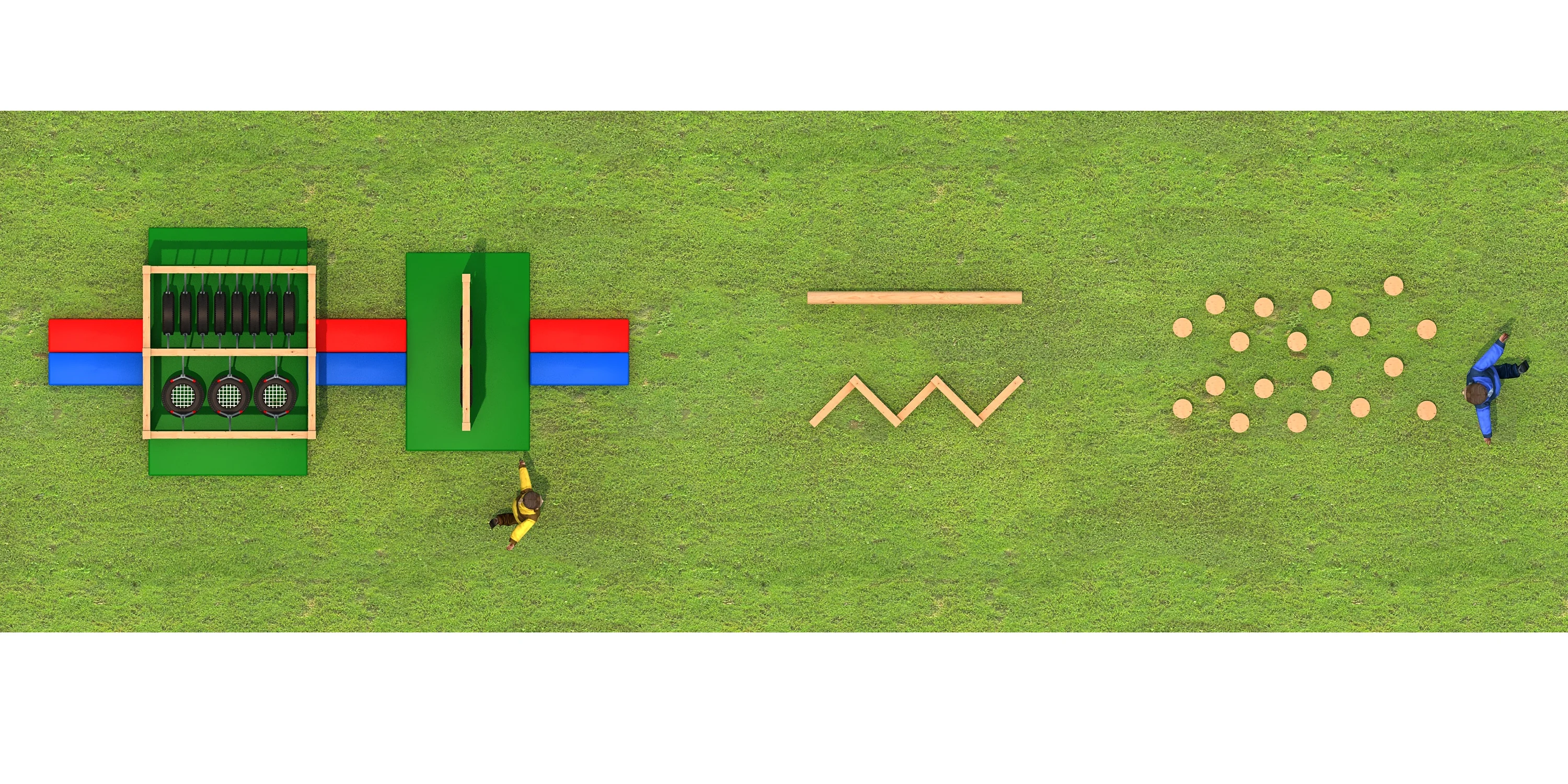 wooden adventure obstacle course outdoor physical, Natural Wood, Sustainable, Biophilic Design by HonPlay - material and finish details