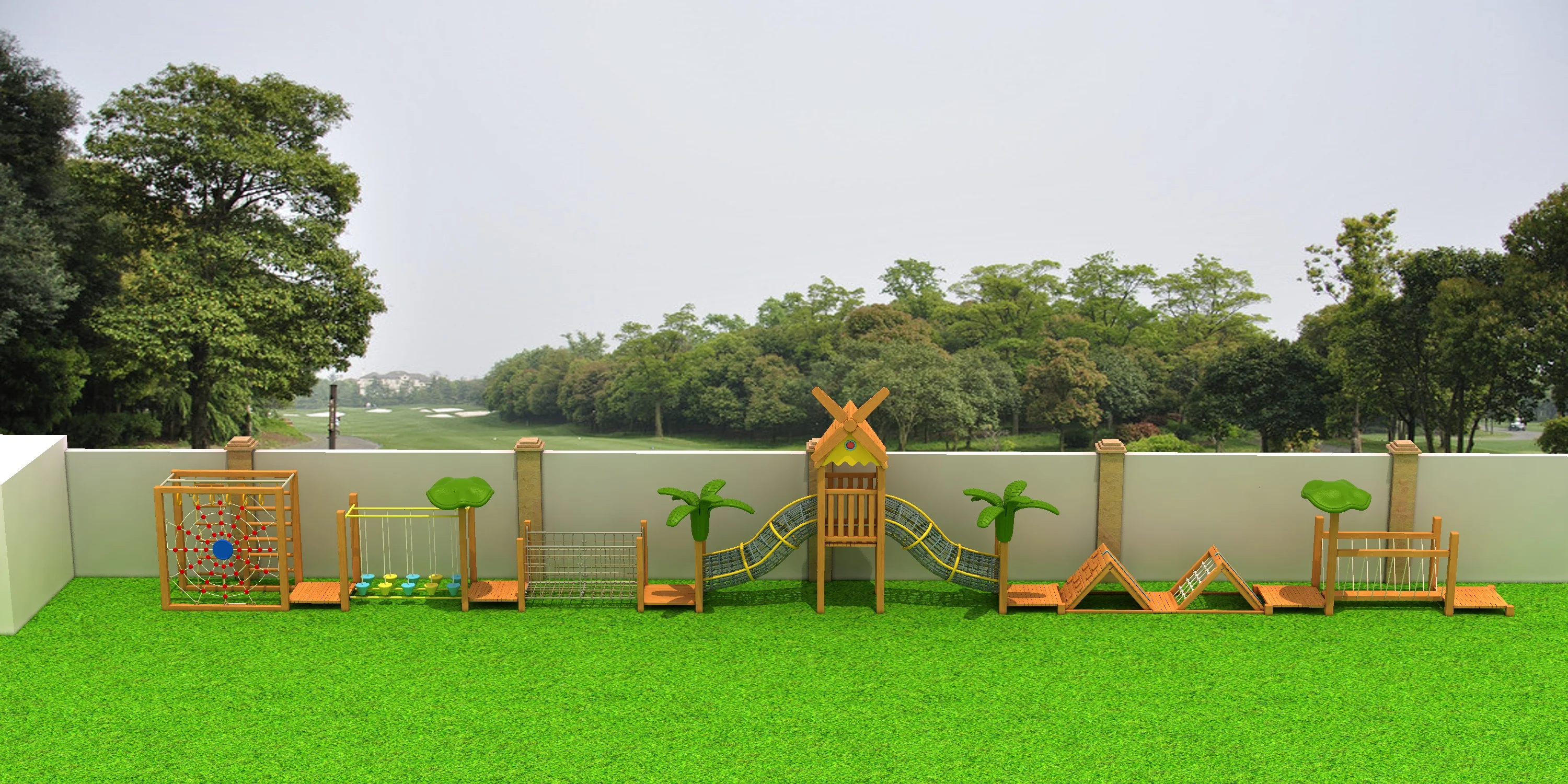 Wooden Adventure Obstacle Course - Outdoor Physical Training Equipment for Singapore Preschools - Playground equipment by HonPlay