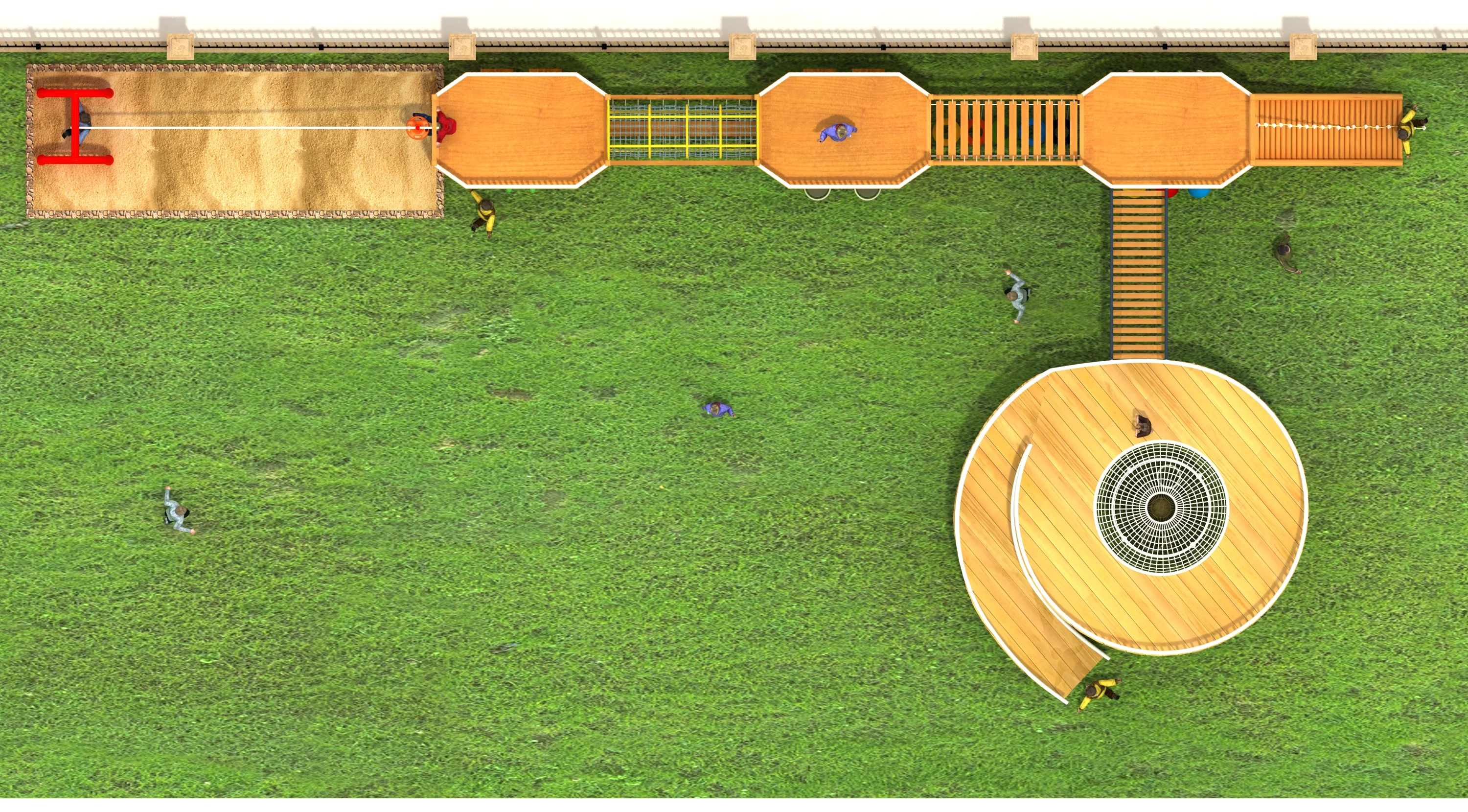 multi level wooden adventure playground outdoor, Natural Wood, Sustainable, Biophilic Design by HonPlay - material and finish details