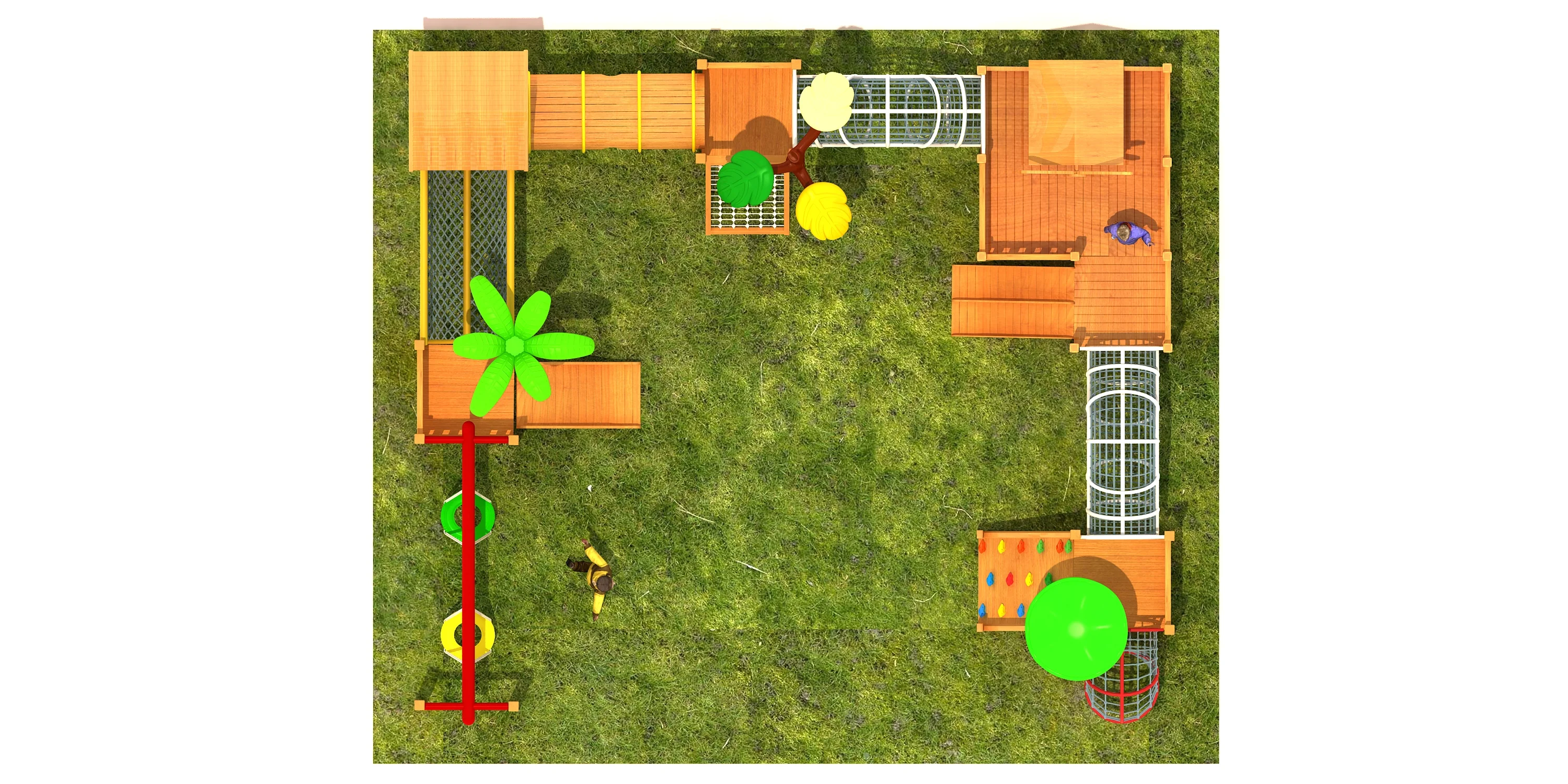 nature themed wooden adventure playground eco, Natural Wood, Sustainable, Biophilic Design by HonPlay - material and finish details