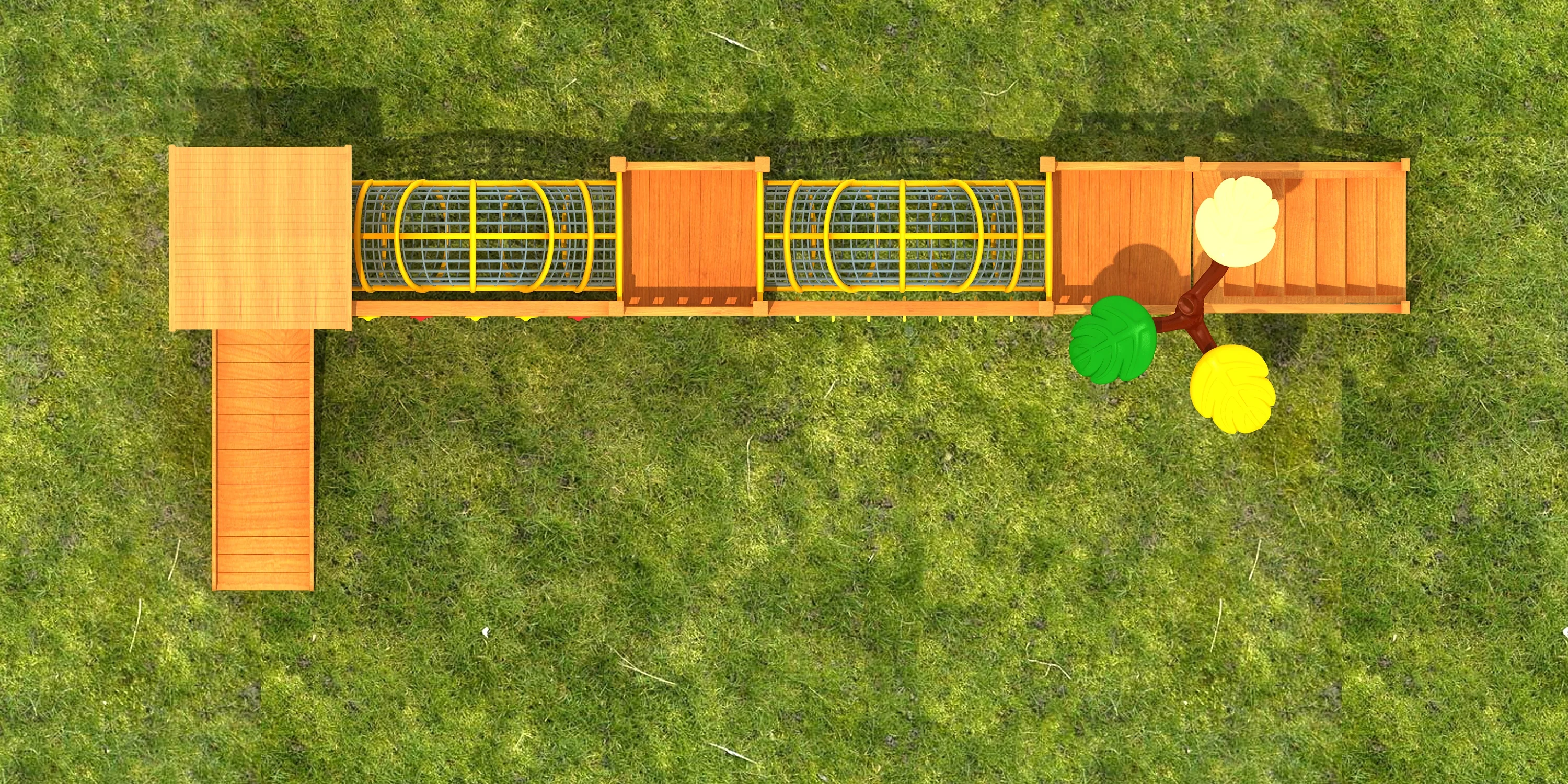 wooden adventure playground rope tunnel eco, Natural Wood, Sustainable, Biophilic Design by HonPlay - material and finish details