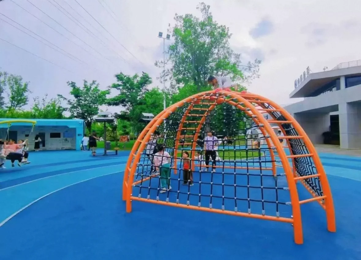 orange dome rope climber commercial outdoor playground equip, High-tensile, Adventure Climbing, Flexible Mesh by HonPlay - full product view