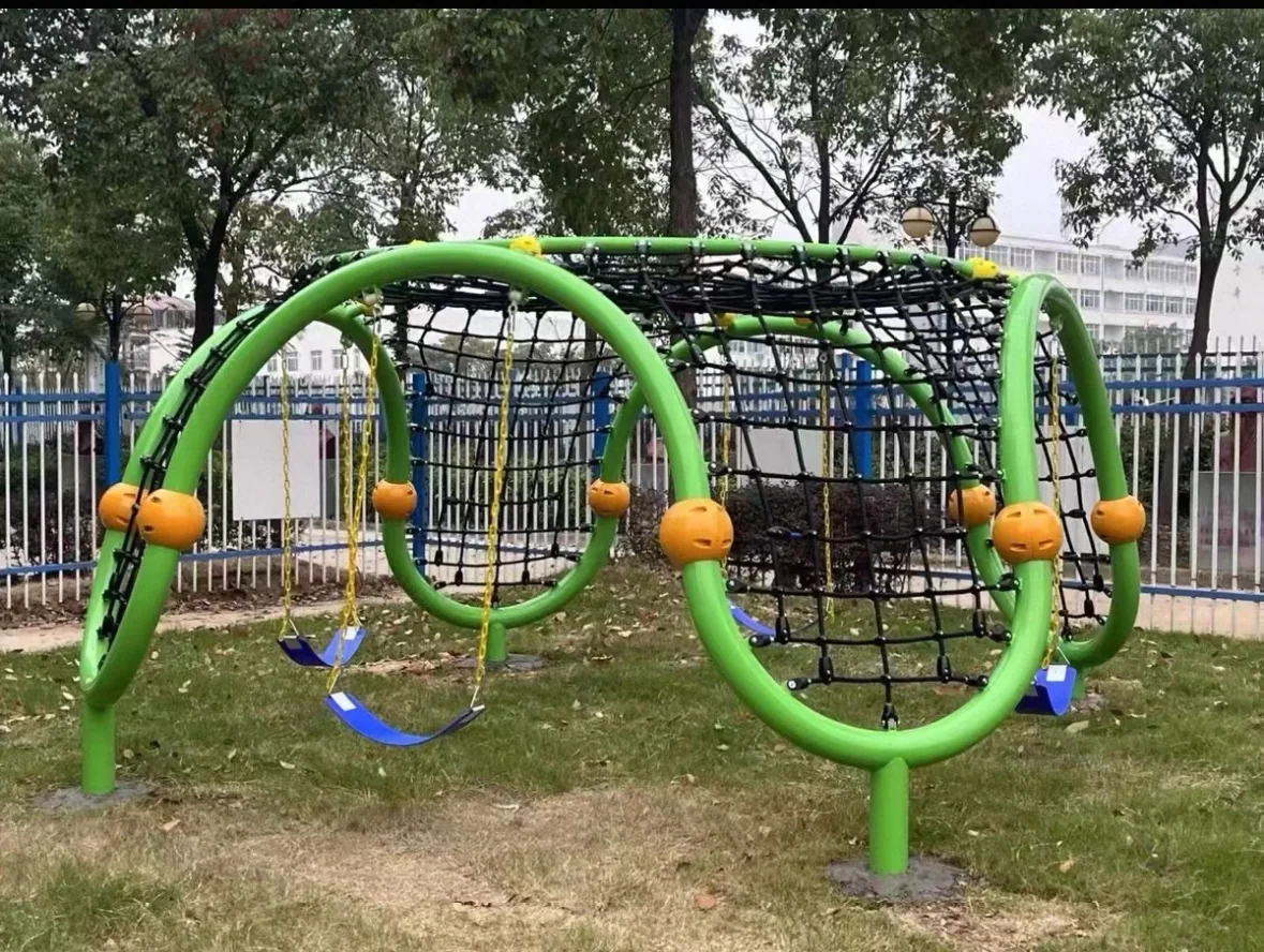 Wavy Rope Climbing Frame with Integrated Swings - Commercial Outdoor Playground Equipment for Berlin Community Parks - Playground equipment by HonPlay