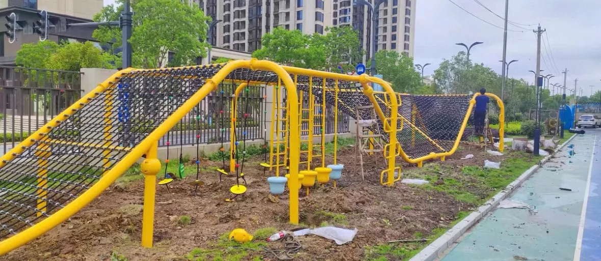 outdoor yellow climbing net frame multi, High-tensile, Adventure Climbing, Flexible Mesh by HonPlay - full product view