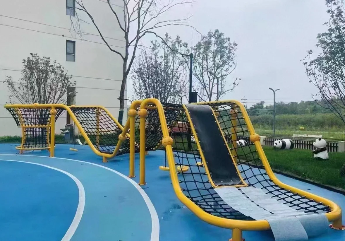 Yellow Wave Rope Climber - Outdoor Adventure Playground Equipment for Singapore Residential Parks - Playground equipment by HonPlay