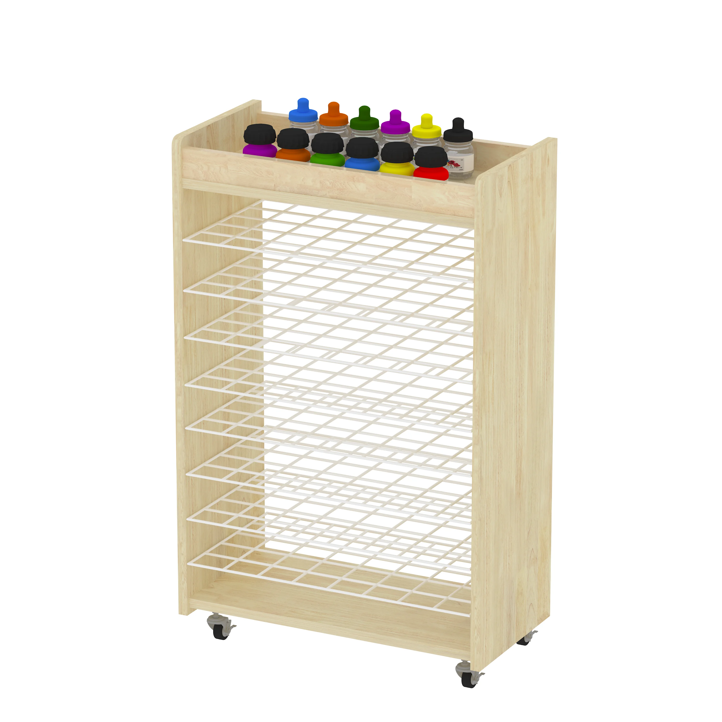 Mobile Wooden Art Drying Rack - Professional Kindergarten Art Studio Equipment for London Preschools - Playground equipment by HonPlay