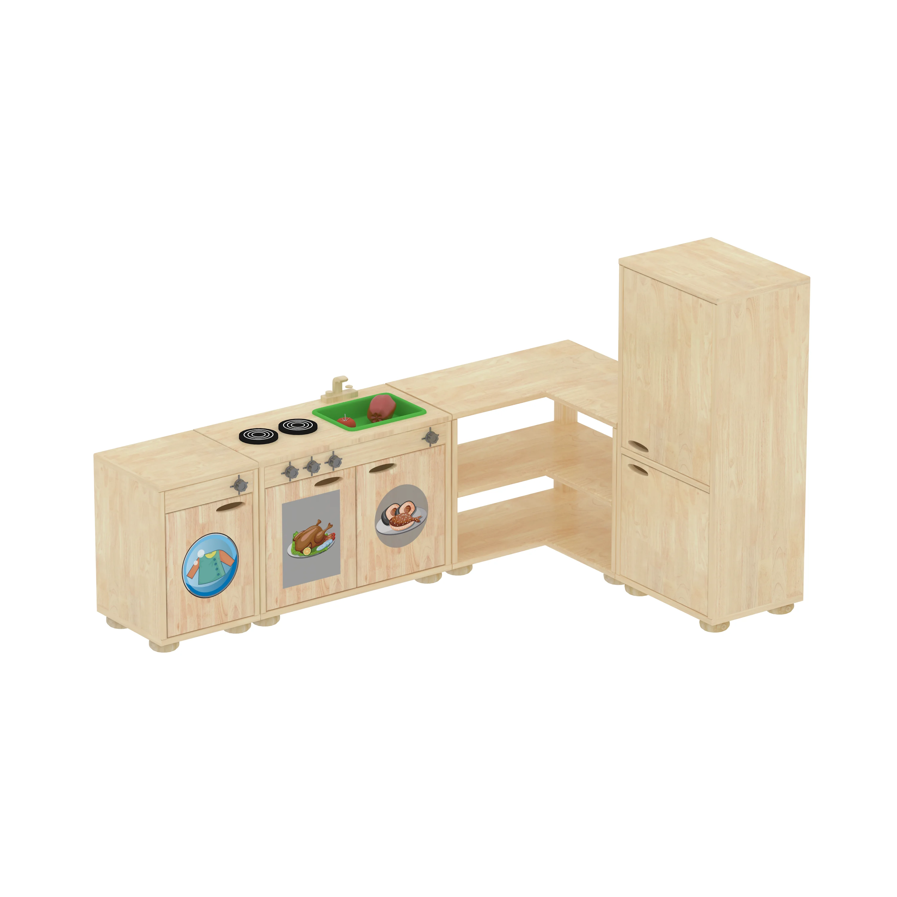 modular wooden play kitchen set educational, Park Benches, Rest Area, Urban Furniture by HonPlay - full product view