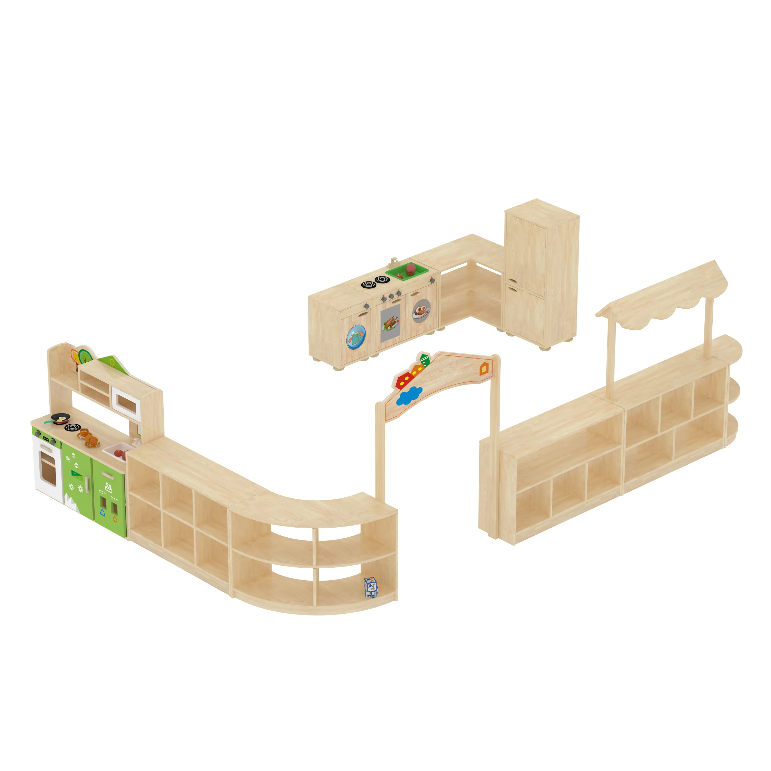 wooden role play market stall set, Park Benches, Rest Area, Urban Furniture by HonPlay - material and finish details