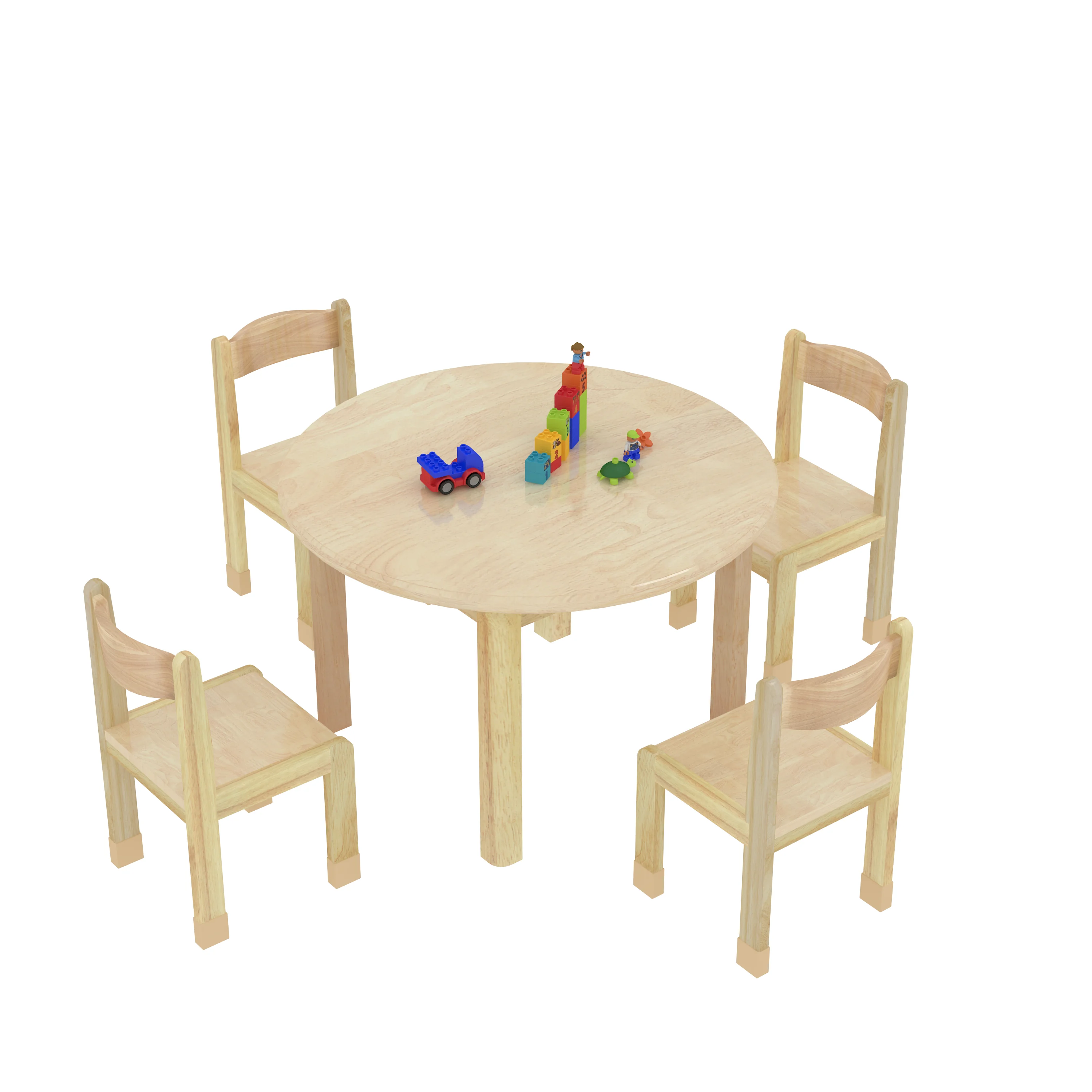 solid wood round activity table set, Park Benches, Rest Area, Urban Furniture by HonPlay - full product view