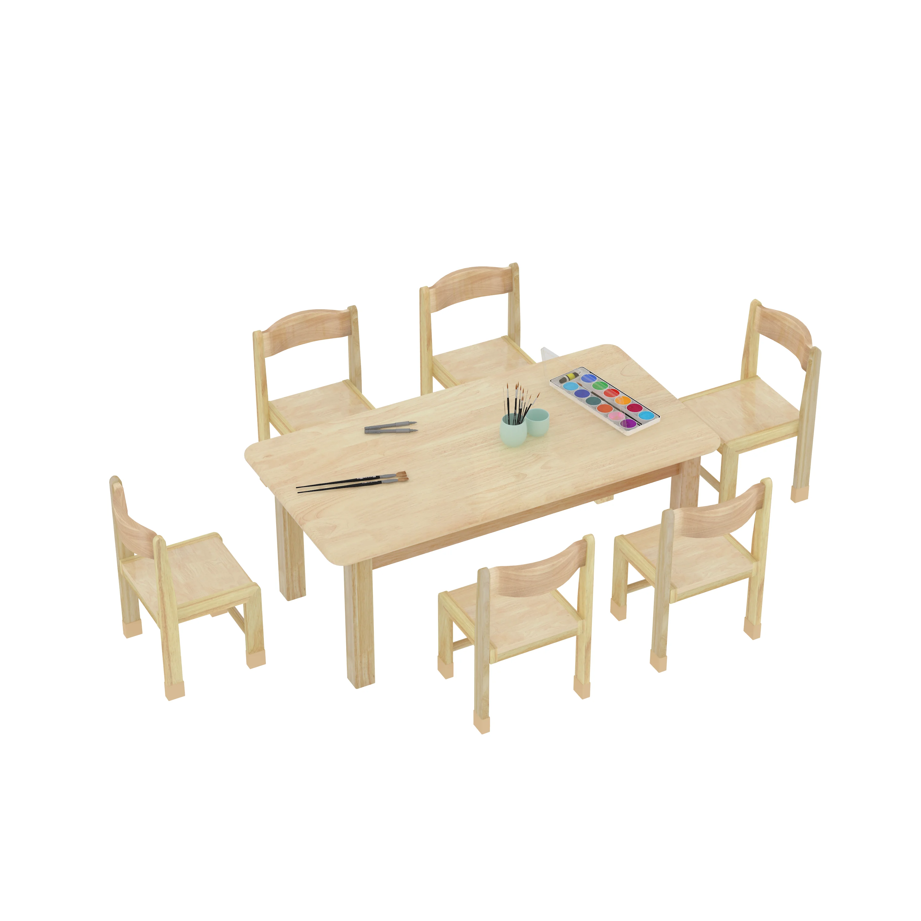 solid wood children activity table chair, Park Benches, Rest Area, Urban Furniture by HonPlay - full product view