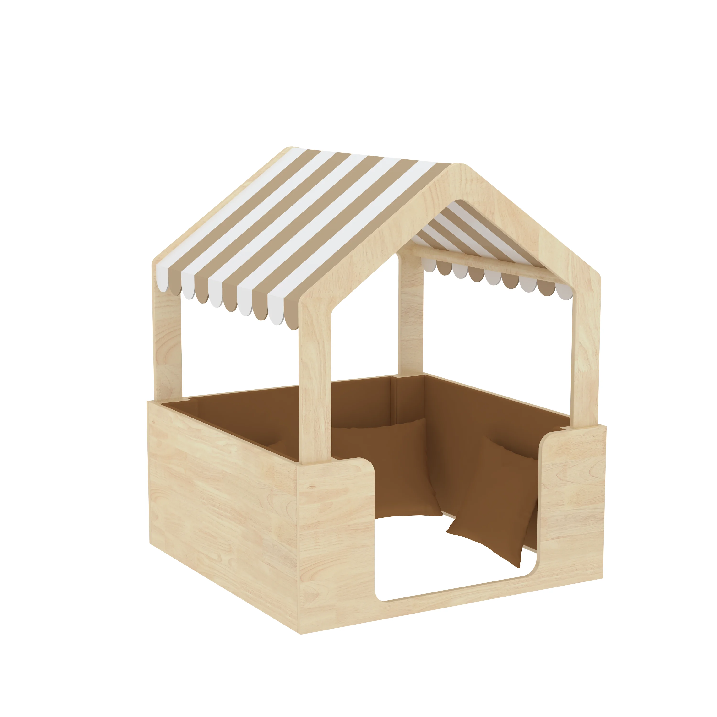 wooden play house striped canopy, Park Benches, Rest Area, Urban Furniture by HonPlay - full product view