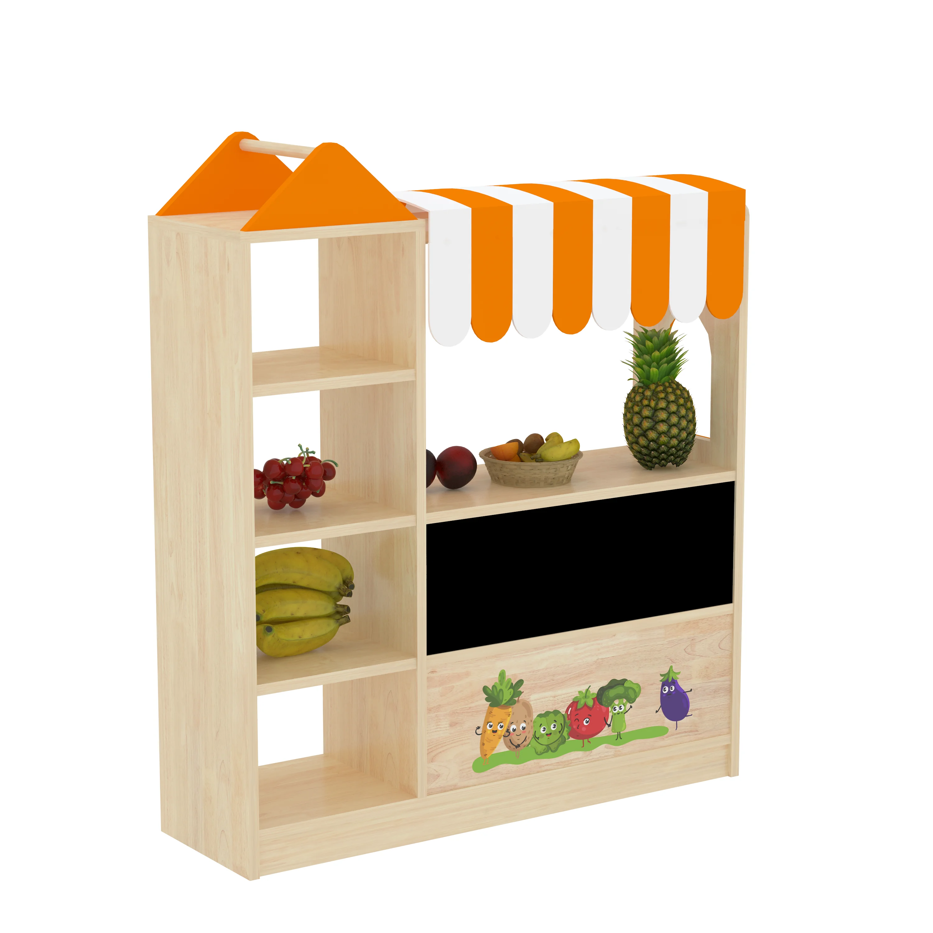 wooden kids market stall educational role, Park Benches, Rest Area, Urban Furniture by HonPlay - full product view