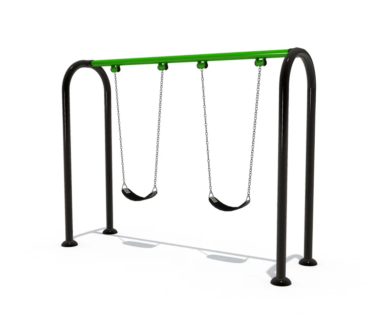 modern arch double swing set durable, Outdoor Gym, Exercise, Community Fitness by HonPlay - full product view