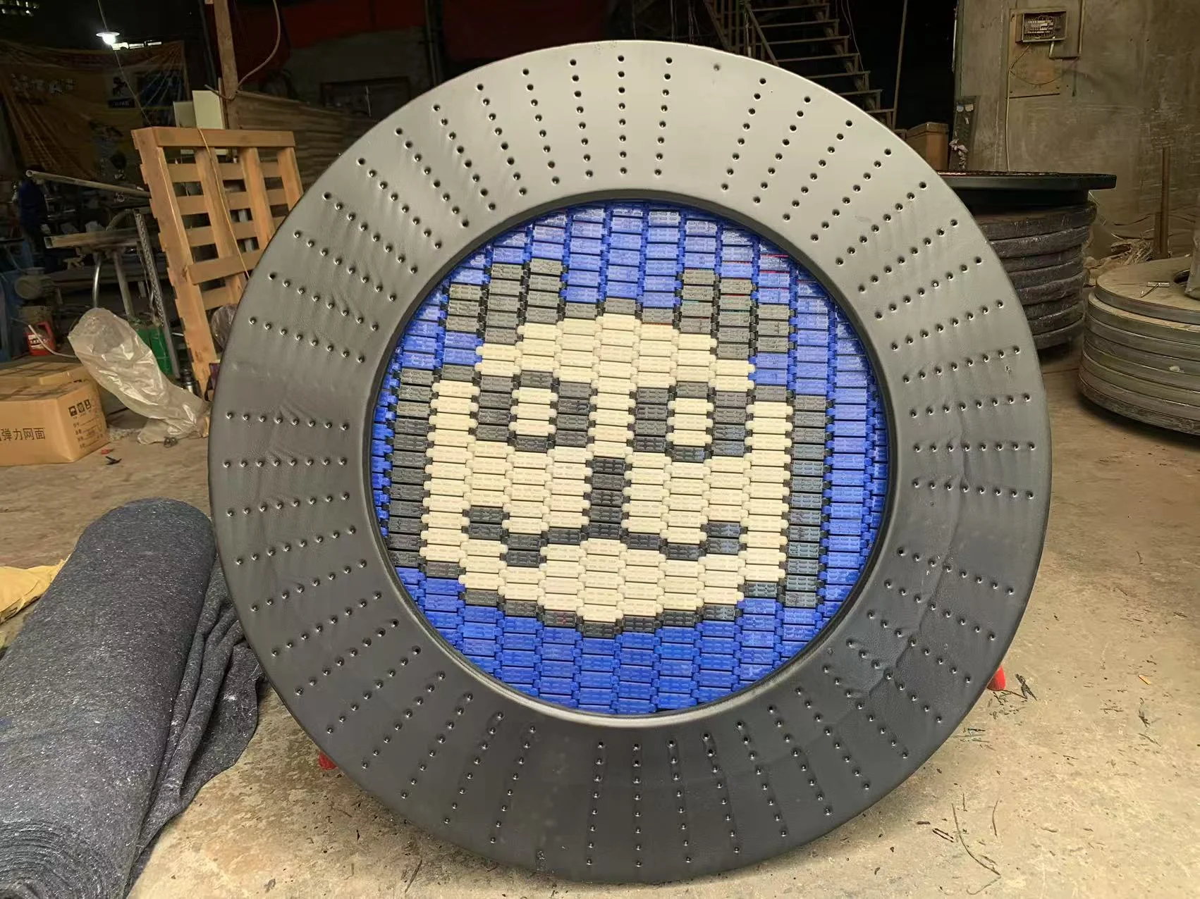 panda mosaic ground trampoline durable outdoor by HonPlay - full product view