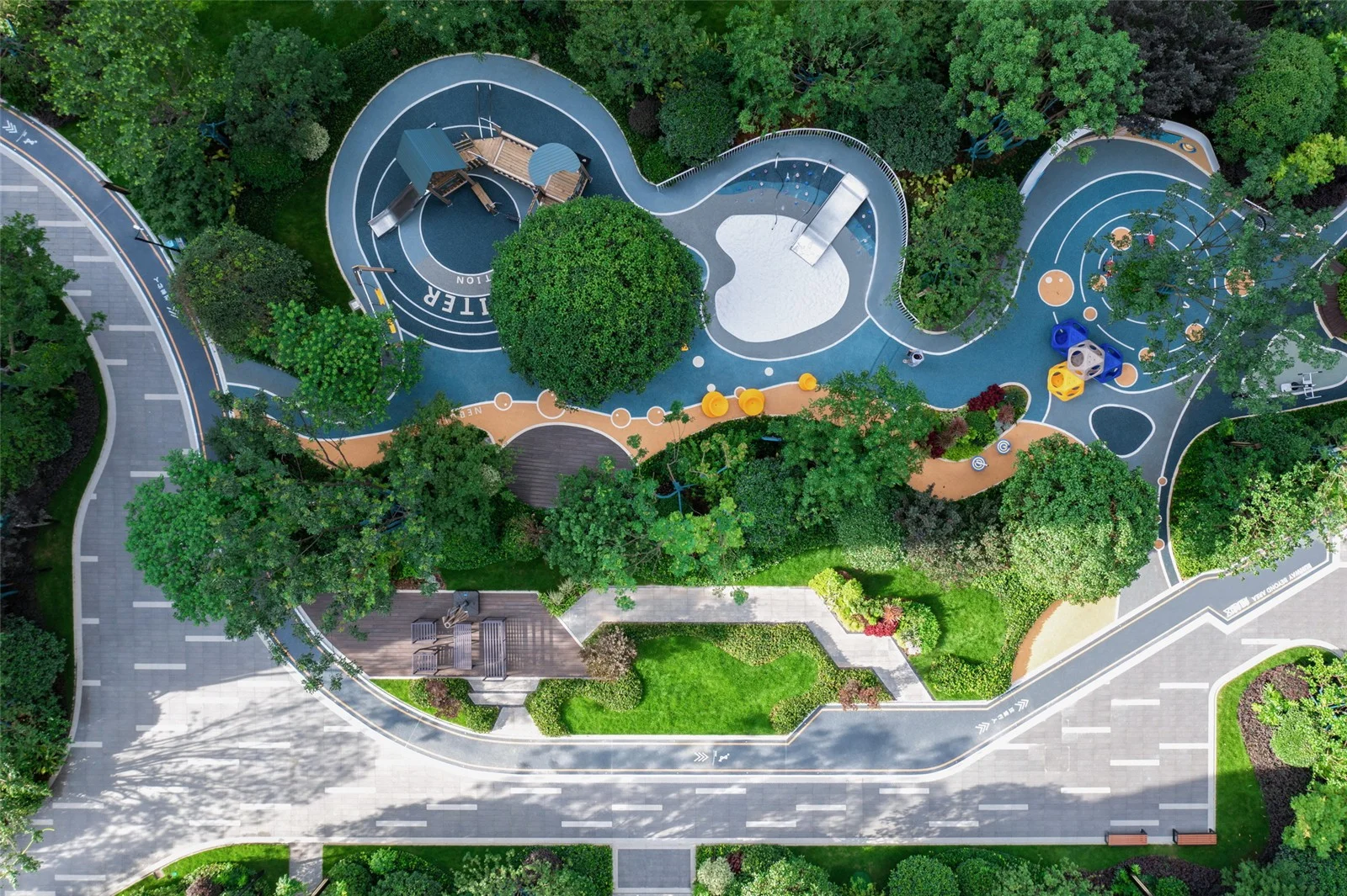 Integrated Outdoor Adventure Playground in Galvanized Steel & HDPE with slides and sensory sand areas for Singapore