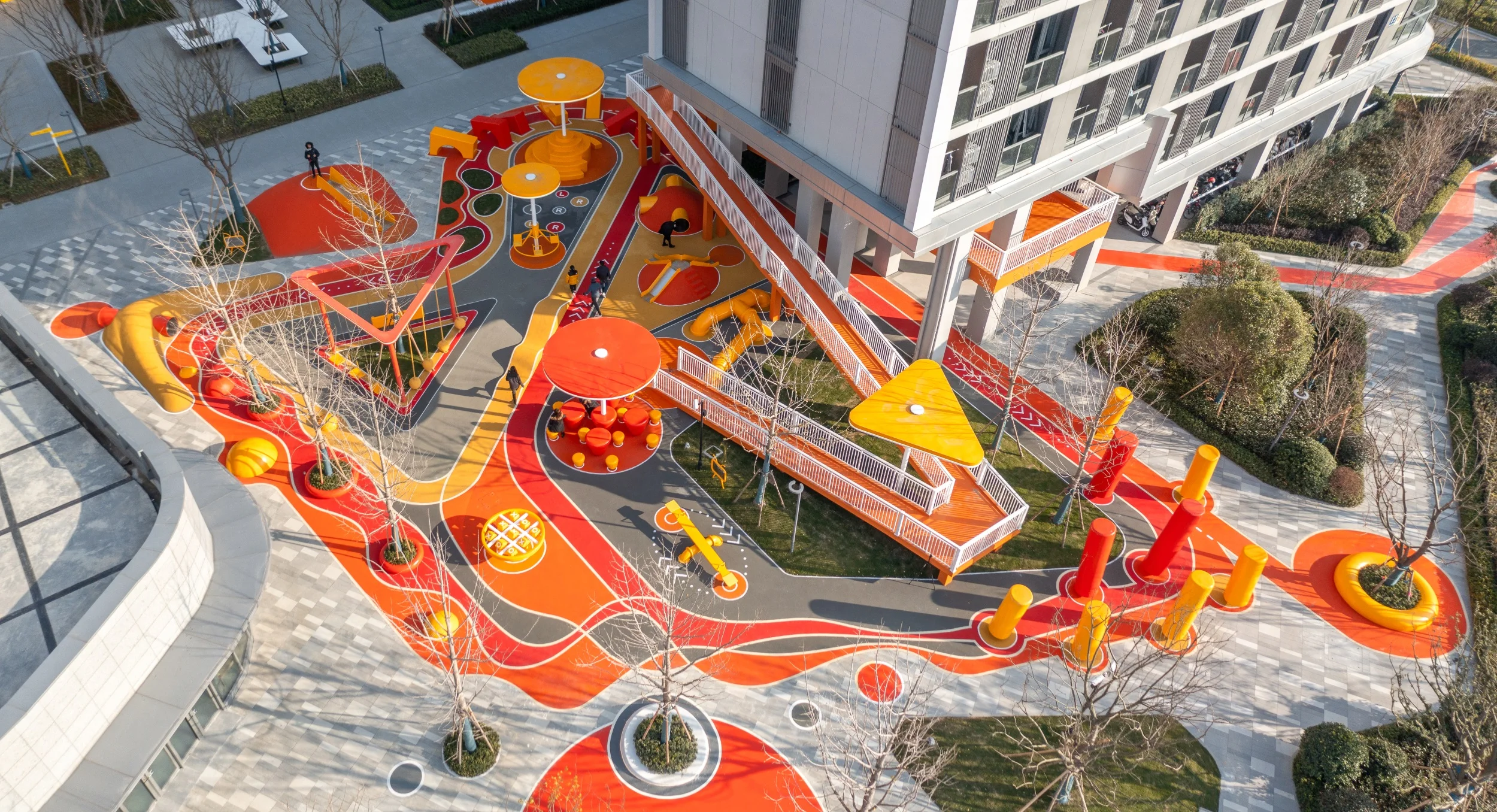 Integrated Urban Landscape Playground Galvanized Steel, UV-stabilized HDPE, and EPDM Rubber Flooring equipment view 4 for International playground projects