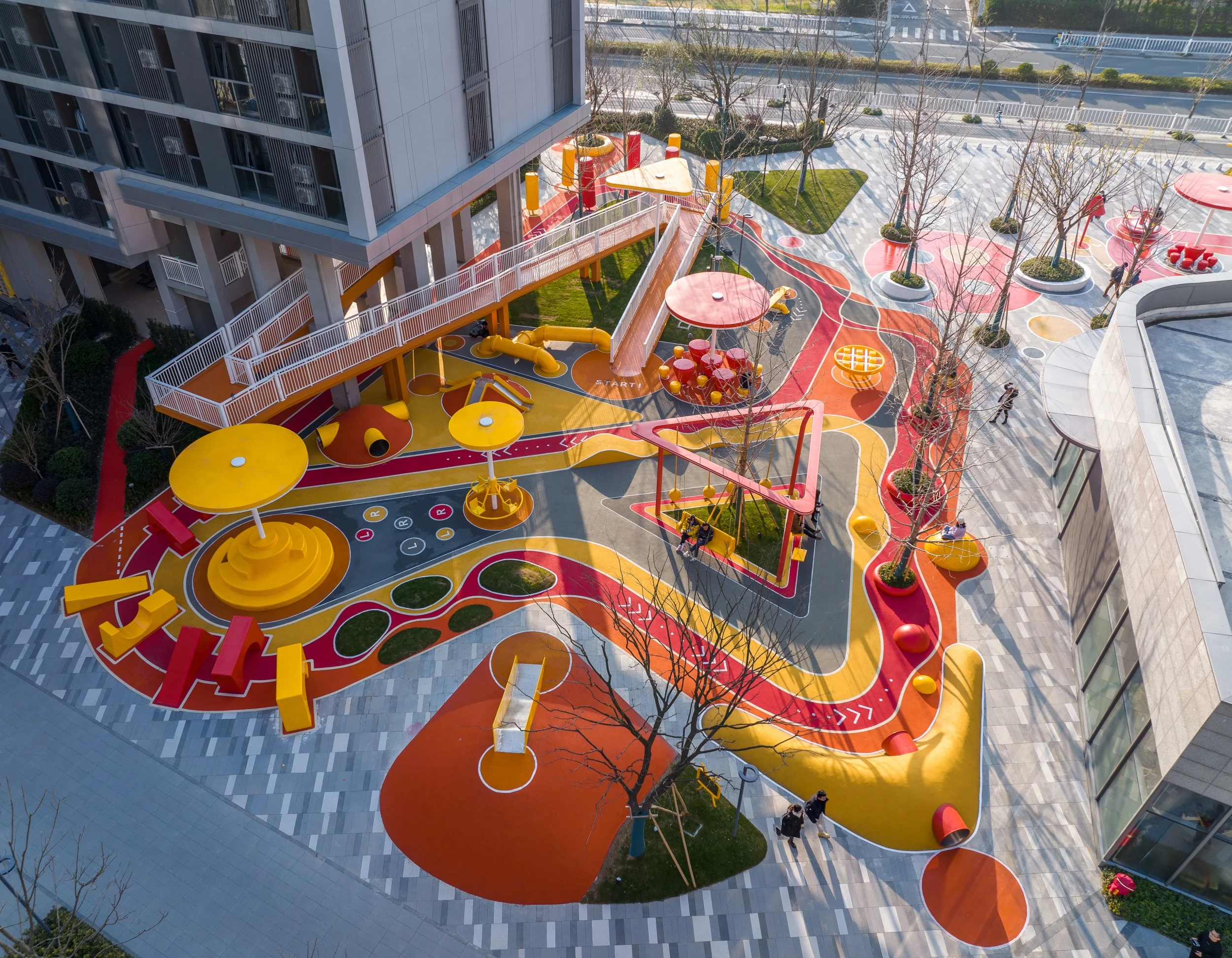 Integrated Urban Landscape Playground Galvanized Steel, UV-stabilized HDPE, and EPDM Rubber Flooring equipment view 3 for International playground projects