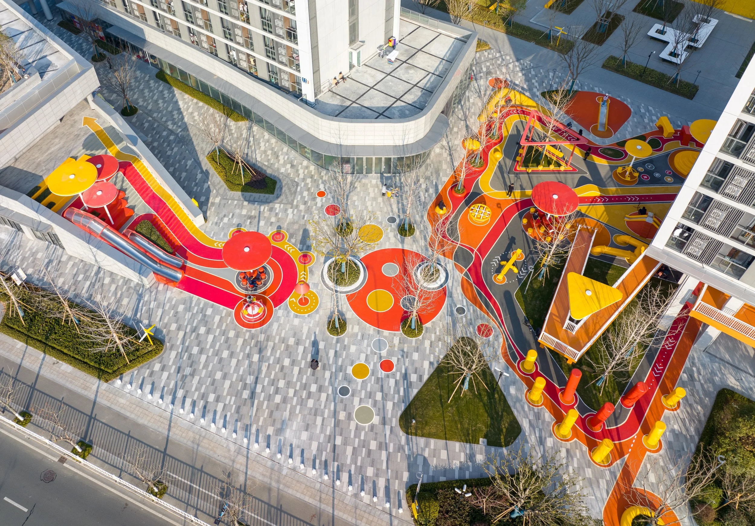 Integrated Urban Landscape Playground Galvanized Steel, UV-stabilized HDPE, and EPDM Rubber Flooring equipment view 2 for International playground projects