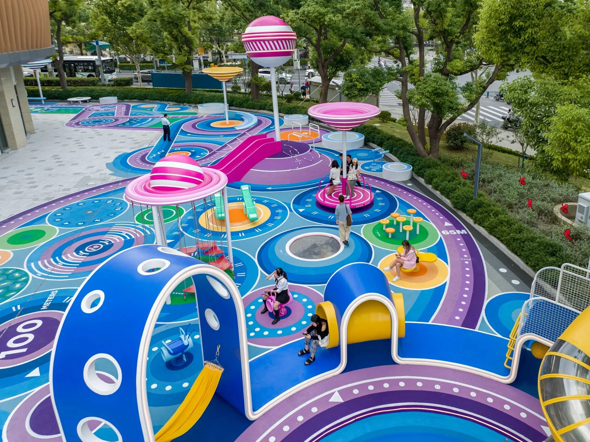 Vibrant Galaxy Theme Outdoor Playground Galvanized Steel & HDPE expansive colorful ground patterns and interactive play zones for Berlin