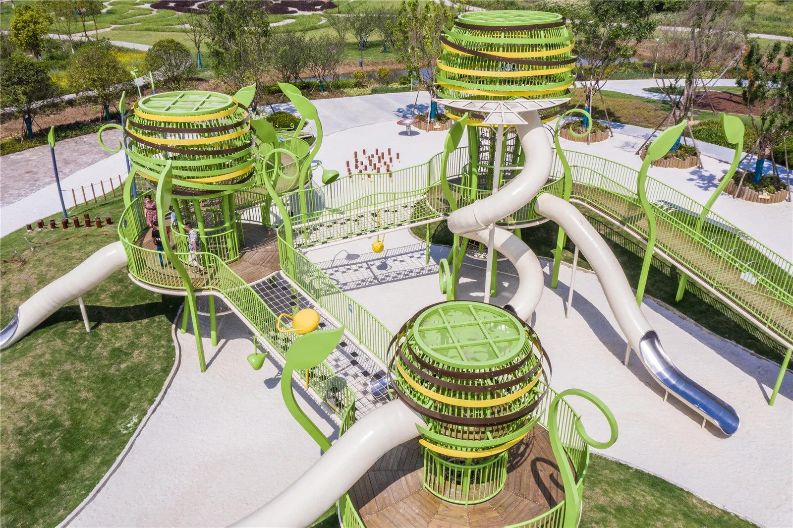 Nature-Inspired Multi-Tower Adventure Playground - Commercial Outdoor Play Equipment for Singapore Urban Parks - Playground equipment by HonPlay