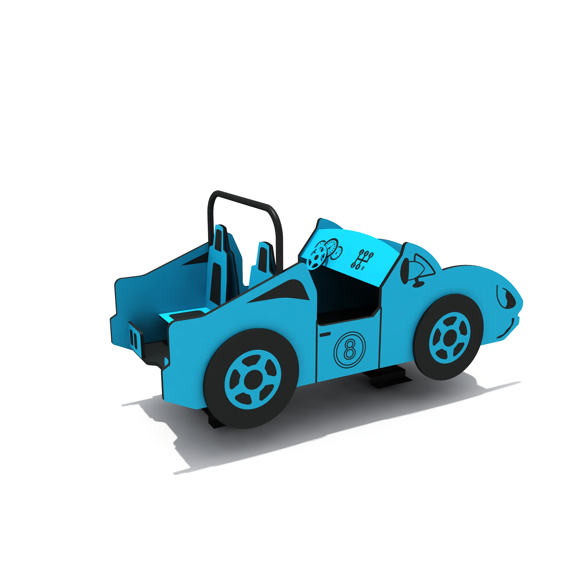 Blue Race Car Spring Rider - Durable Outdoor Playground Equipment for Warsaw Parks - Playground equipment by HonPlay