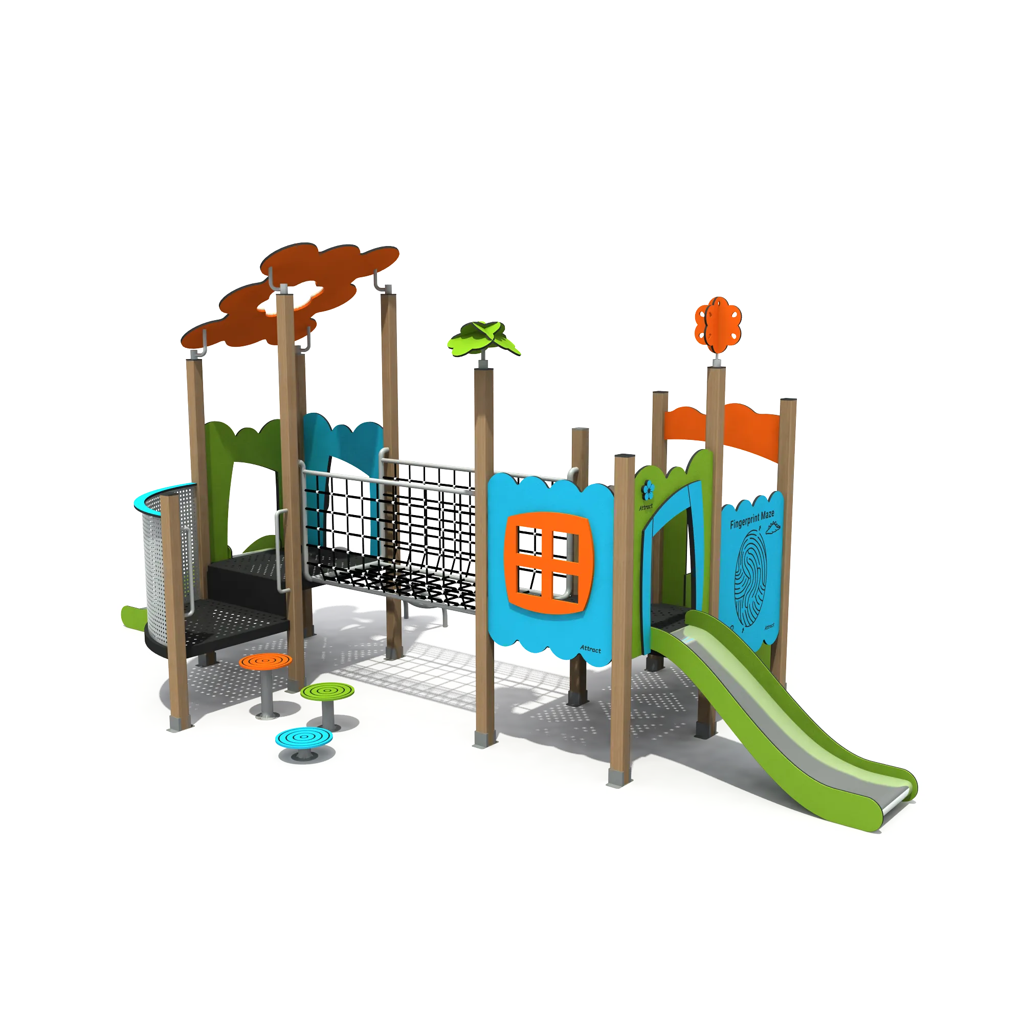 nature inspired multi activity playground durable, Vibrant, Kid-friendly, UV-resistant HPL by HonPlay - full product view