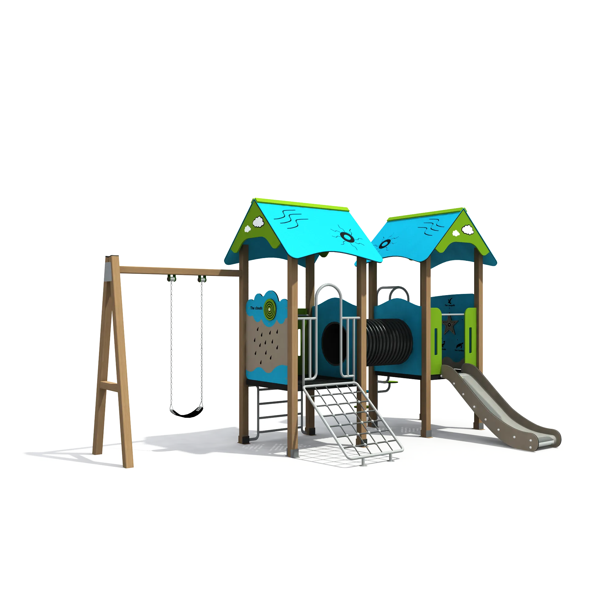 adventure island multi tower playground commercial, Vibrant, Kid-friendly, UV-resistant HPL by HonPlay - safety certification and compliance