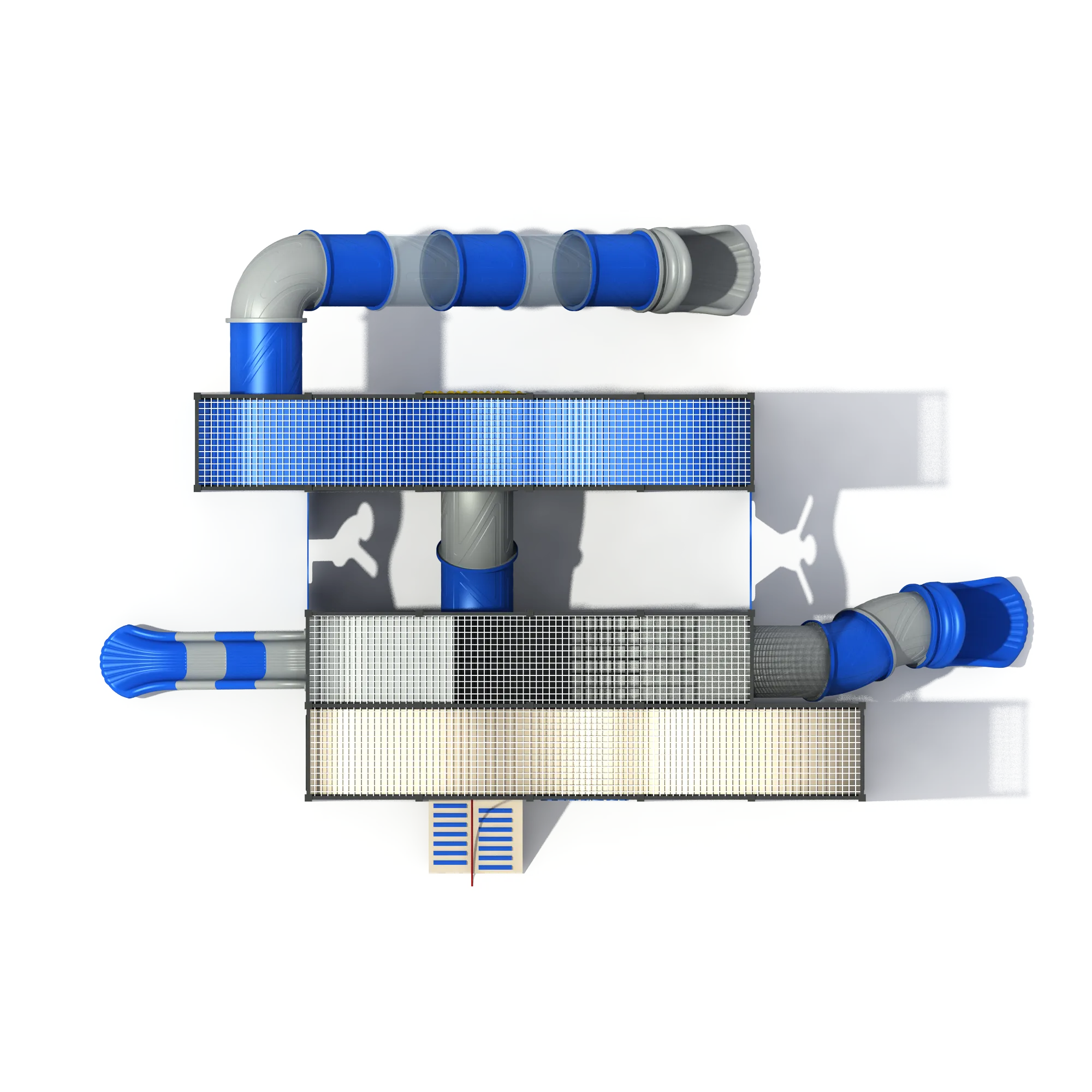 Modular Cage Adventure Playground with Spiral Slides Galvanized Steel & HDPE top-down layout of modular play zones for Dubai