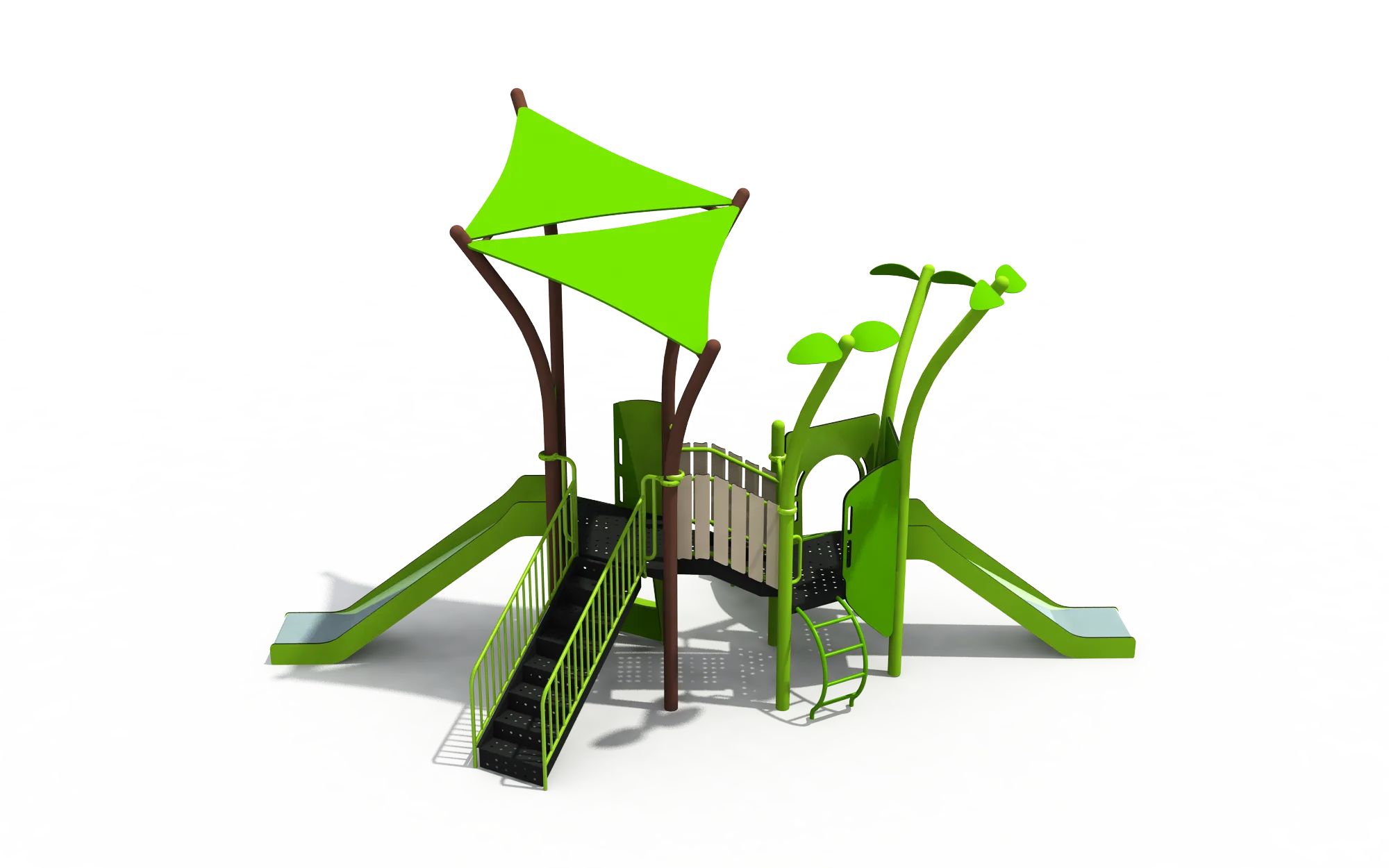 nature inspired forest adventure playground commercial, Vibrant, Kid-friendly, UV-resistant HPL by HonPlay - material and finish details