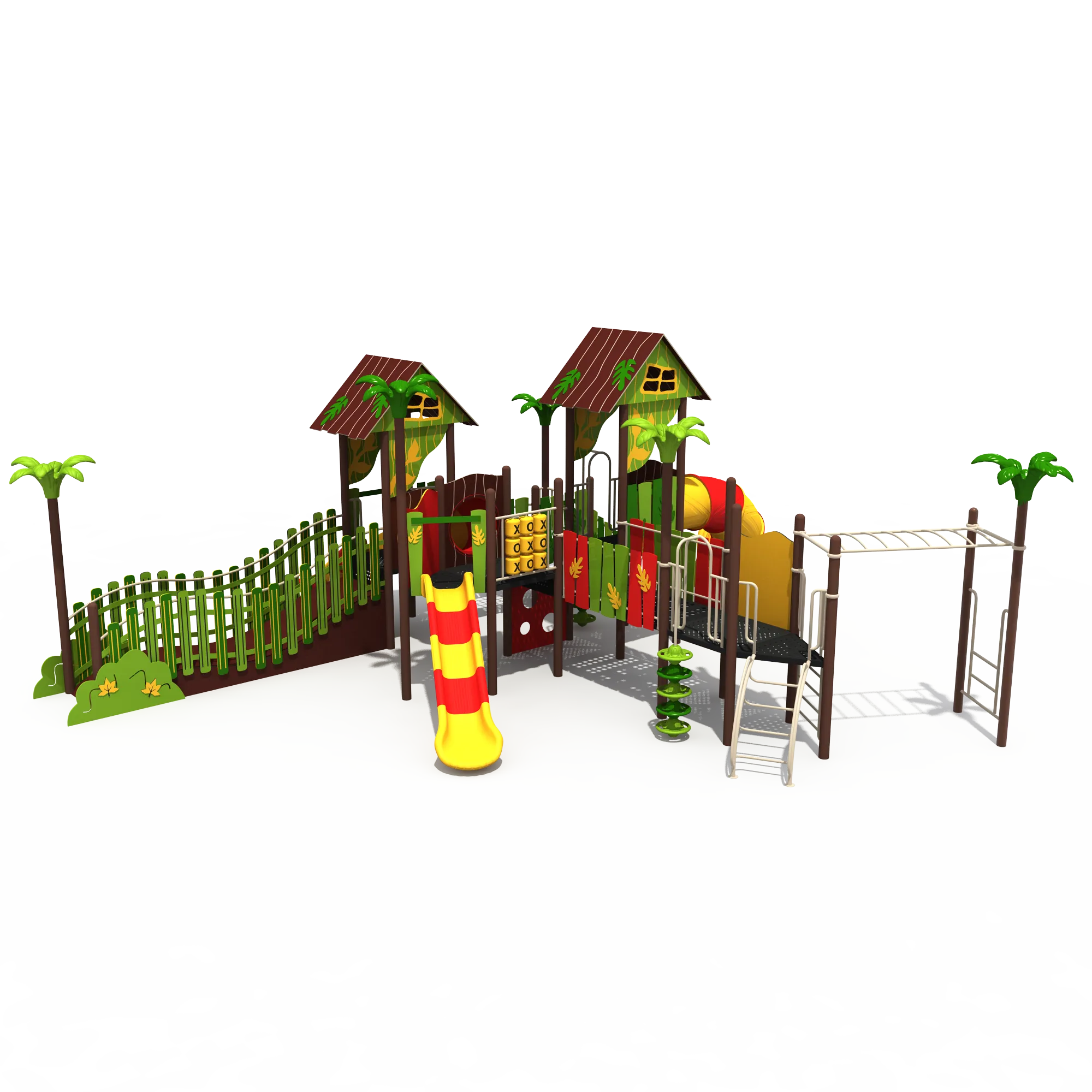 Jungle Treehouse Outdoor Playground LLDPE, Galvanized Steel, and HDPE Panels featuring monkey bars and ladder for Singapore