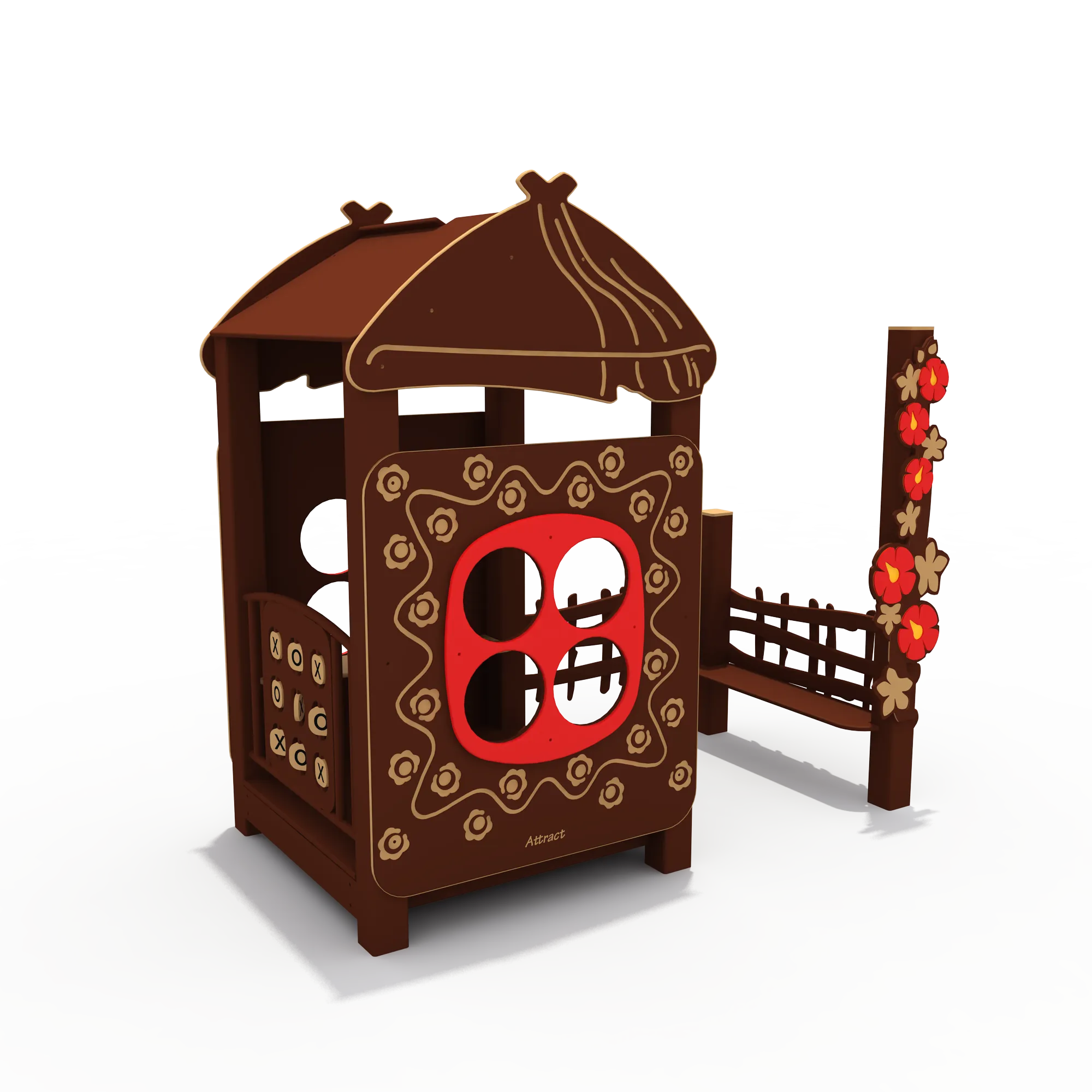 Rustic Garden Playhouse with Tic-Tac-Toe Panel - Durable HDPE Outdoor Play Equipment for Warsaw Kindergarten - Playground equipment by HonPlay