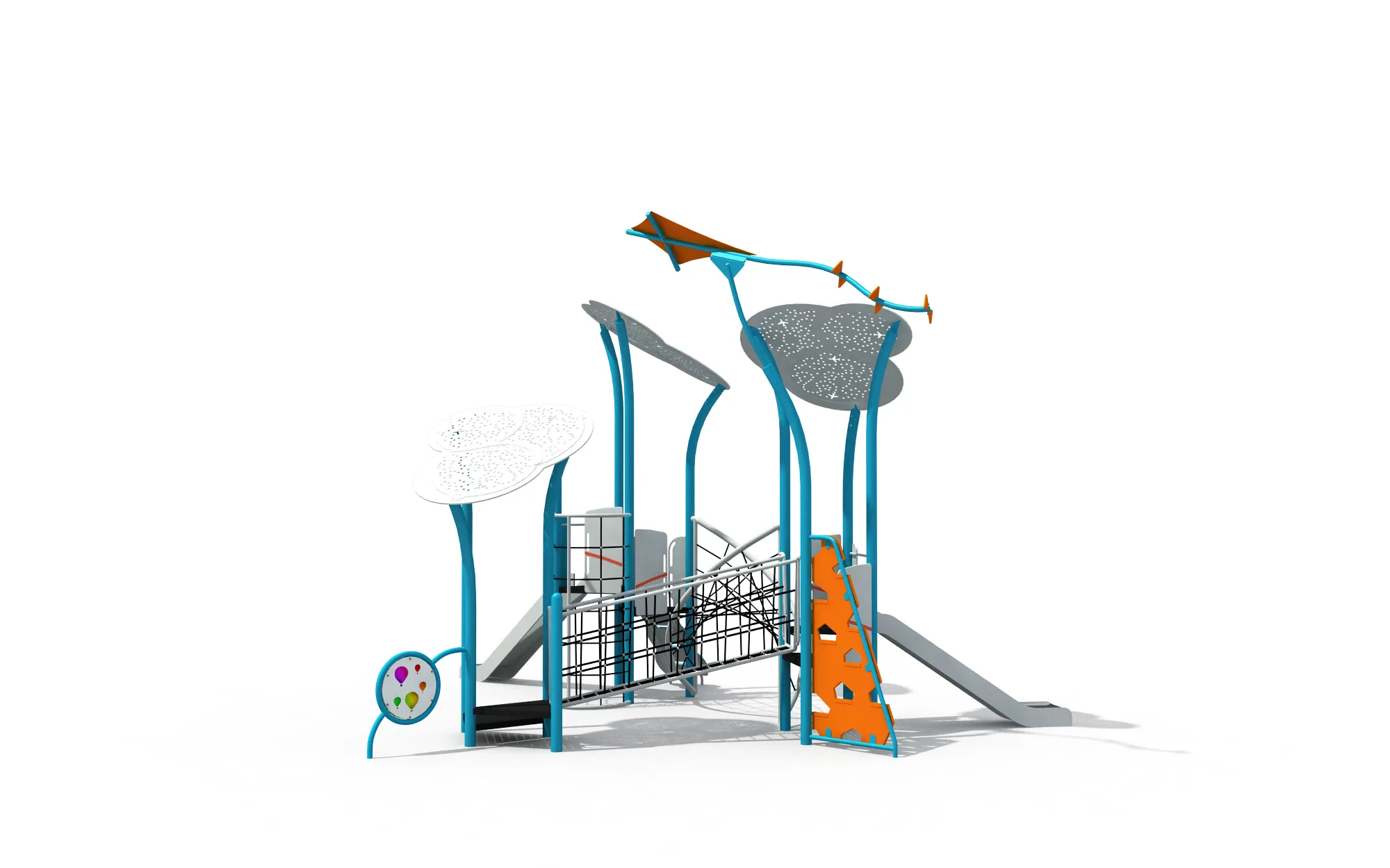 Sky Kite Adventure Playground Galvanized Steel & HDPE climbing wall and rope bridge for Dubai