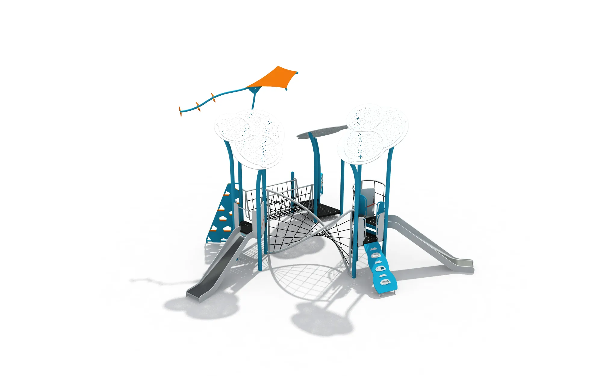 Sky Kite Adventure Playground Galvanized Steel & HDPE cloud canopies and dual slides for Dubai