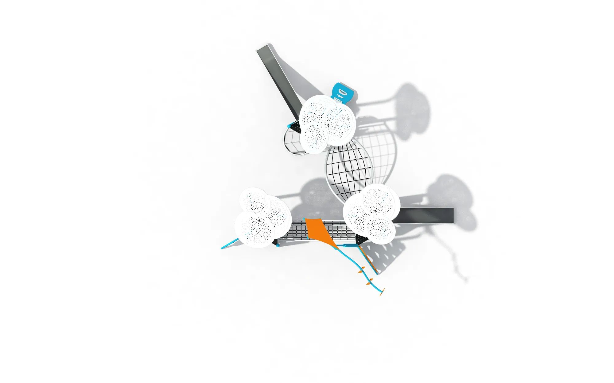 Sky Kite Adventure Playground Galvanized Steel & HDPE top-down layout of play zones for Dubai