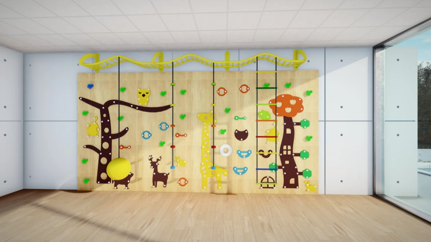 Animal Theme Indoor Climbing Wall - Interactive Sensory Play Equipment for Warsaw Kindergarten - Playground equipment by HonPlay