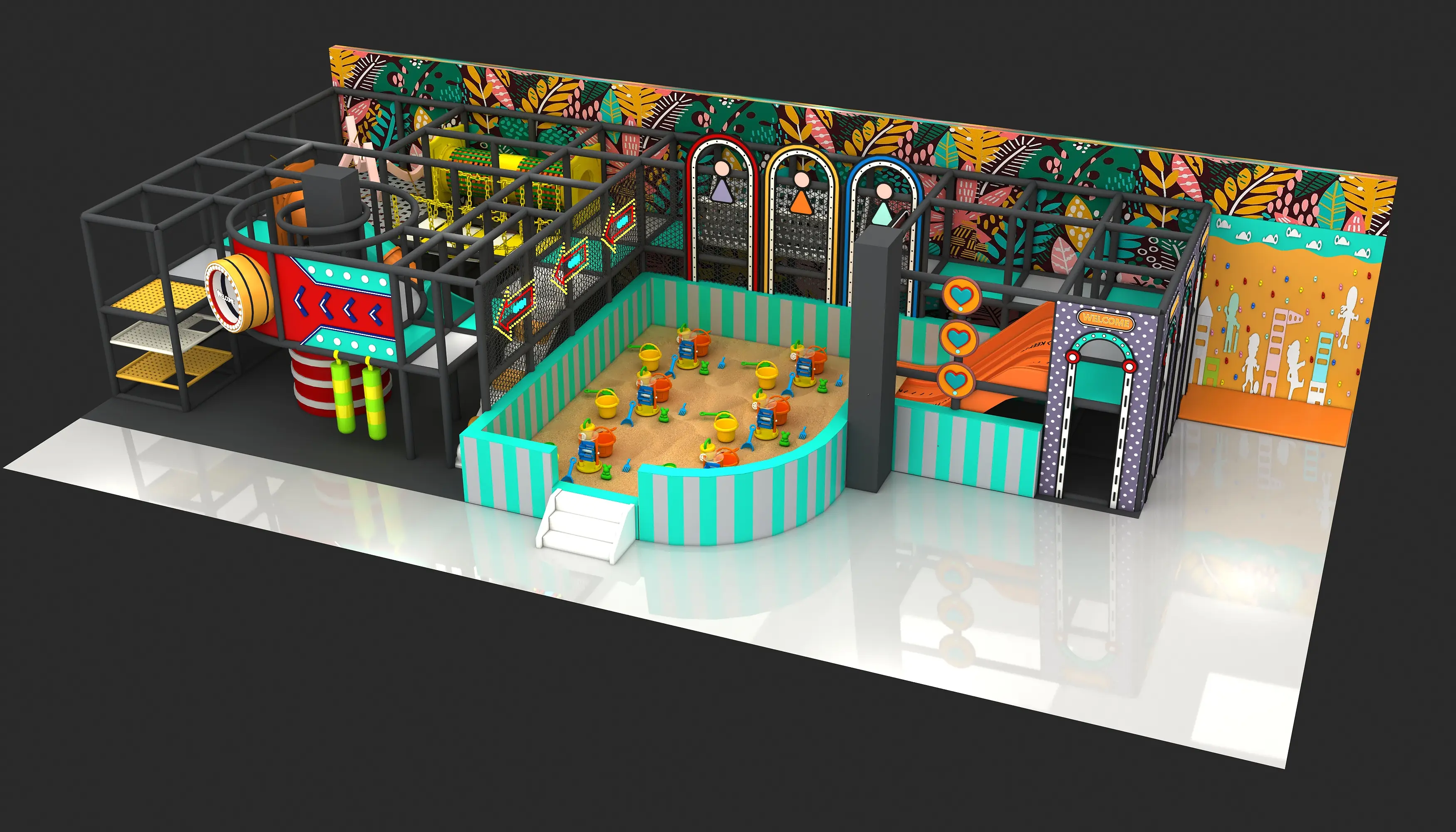 jungle adventure indoor playground sand pit, Soft Play, Indoor Center, Safe Environment by HonPlay - full product view