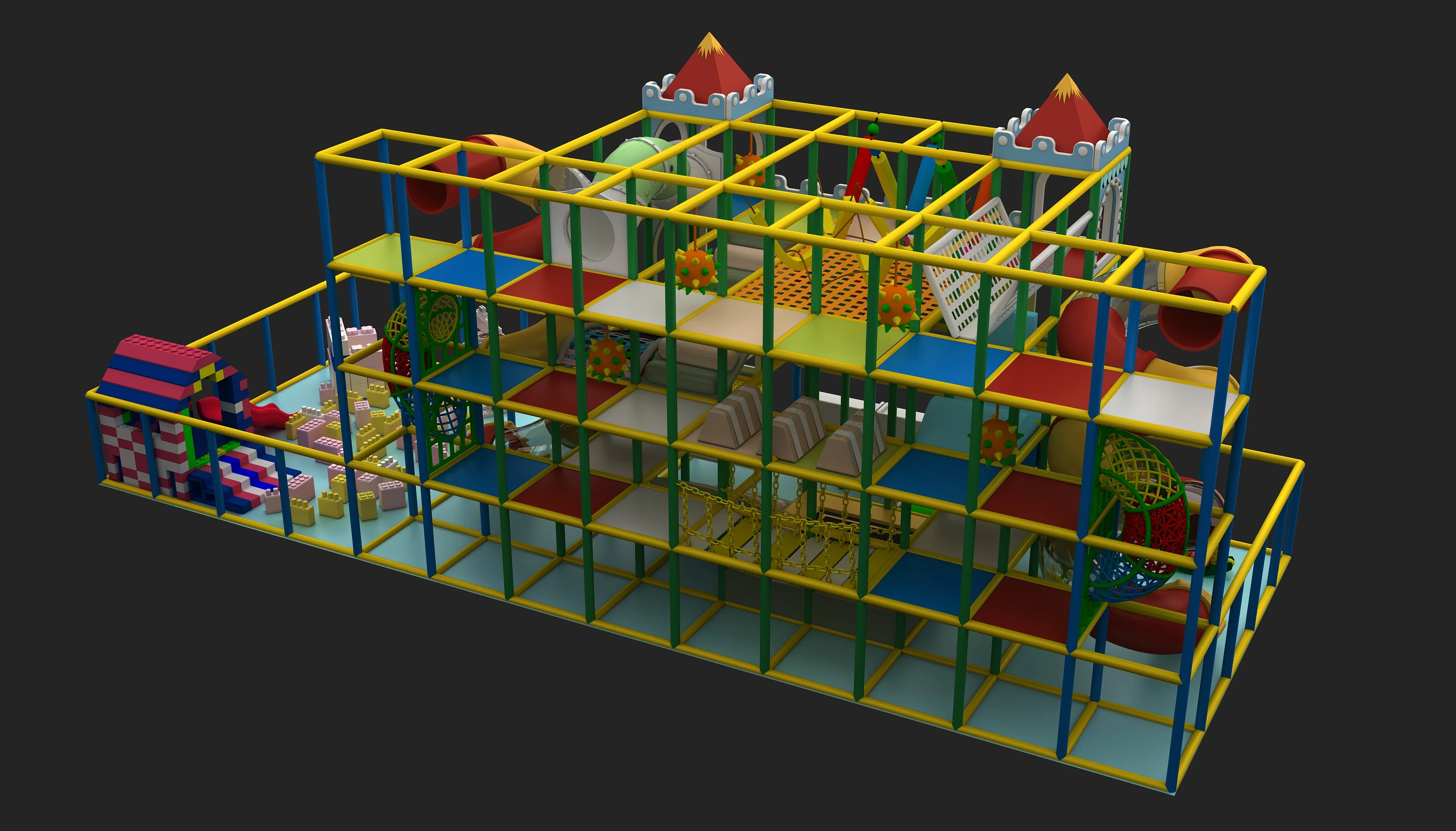 multi level castle theme indoor playground, Soft Play, Indoor Center, Safe Environment by HonPlay - full product view