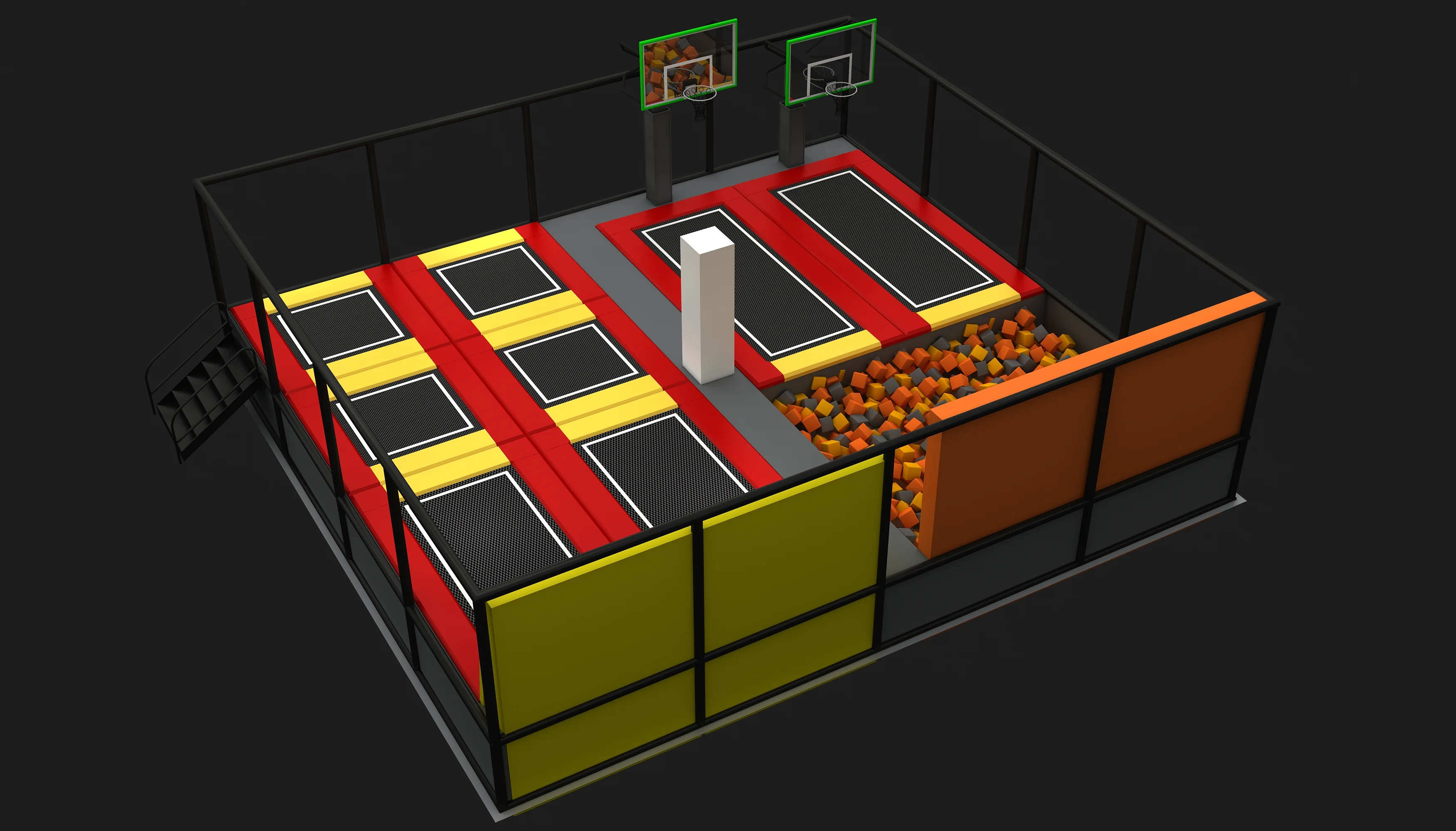 Commercial Indoor Trampoline Park with Basketball Hoops - Professional Playground Equipment for Warsaw Family Entertainment Centers - Playground equipment by HonPlay