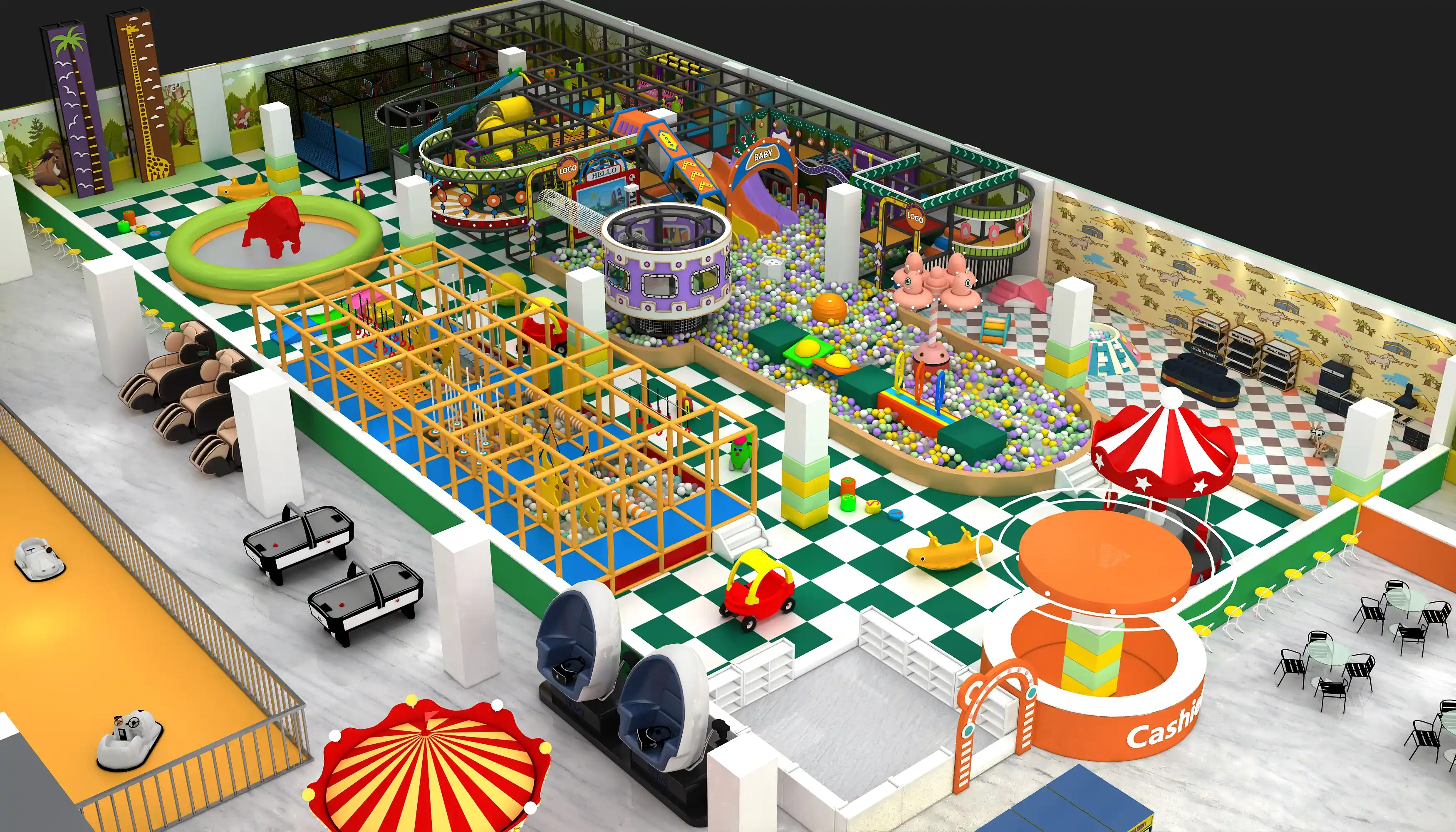 comprehensive indoor adventure playground multi level, Soft Play, Indoor Center, Safe Environment by HonPlay - full product view