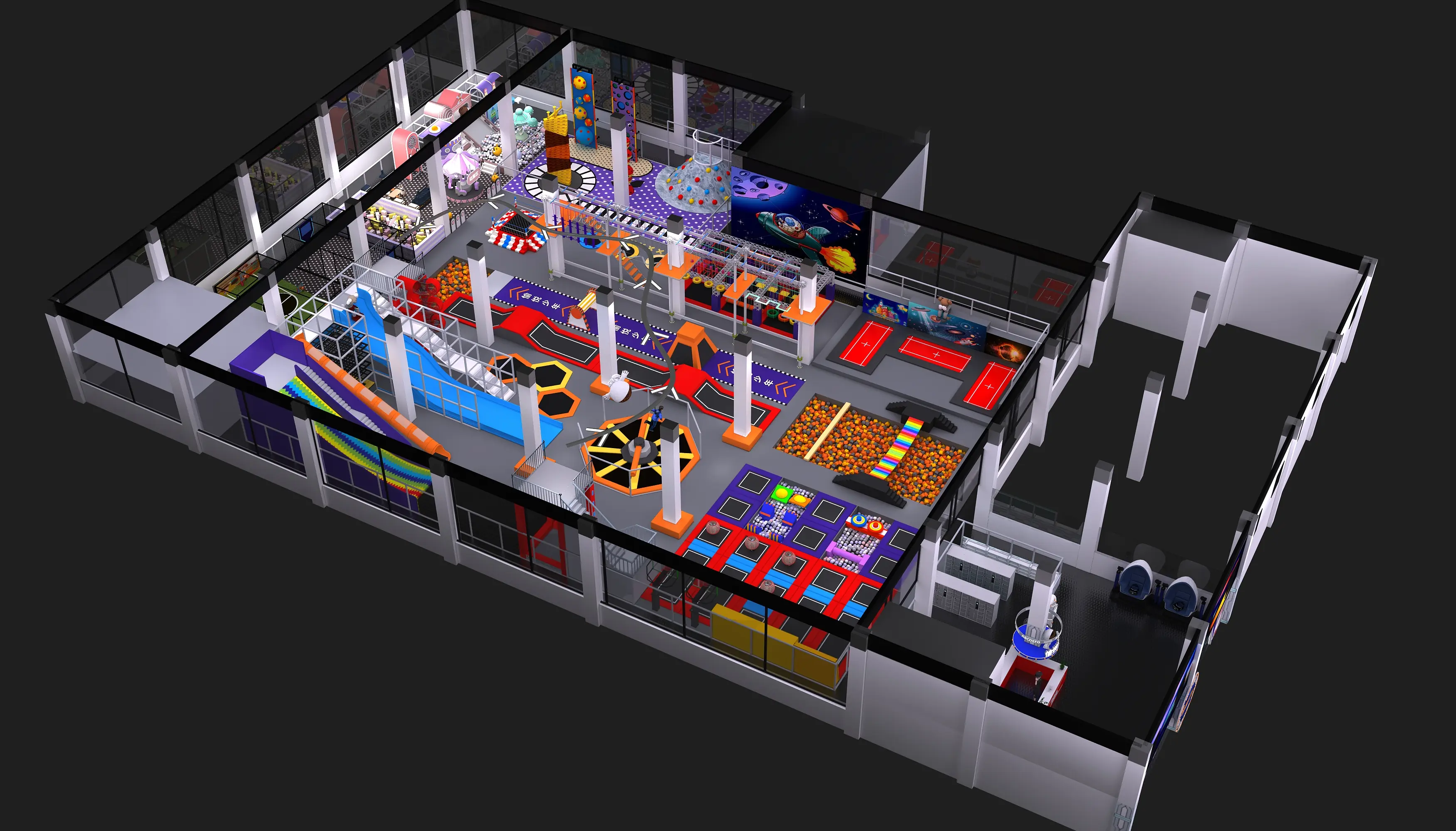 large indoor trampoline park adventure center, Soft Play, Indoor Center, Safe Environment by HonPlay - full product view