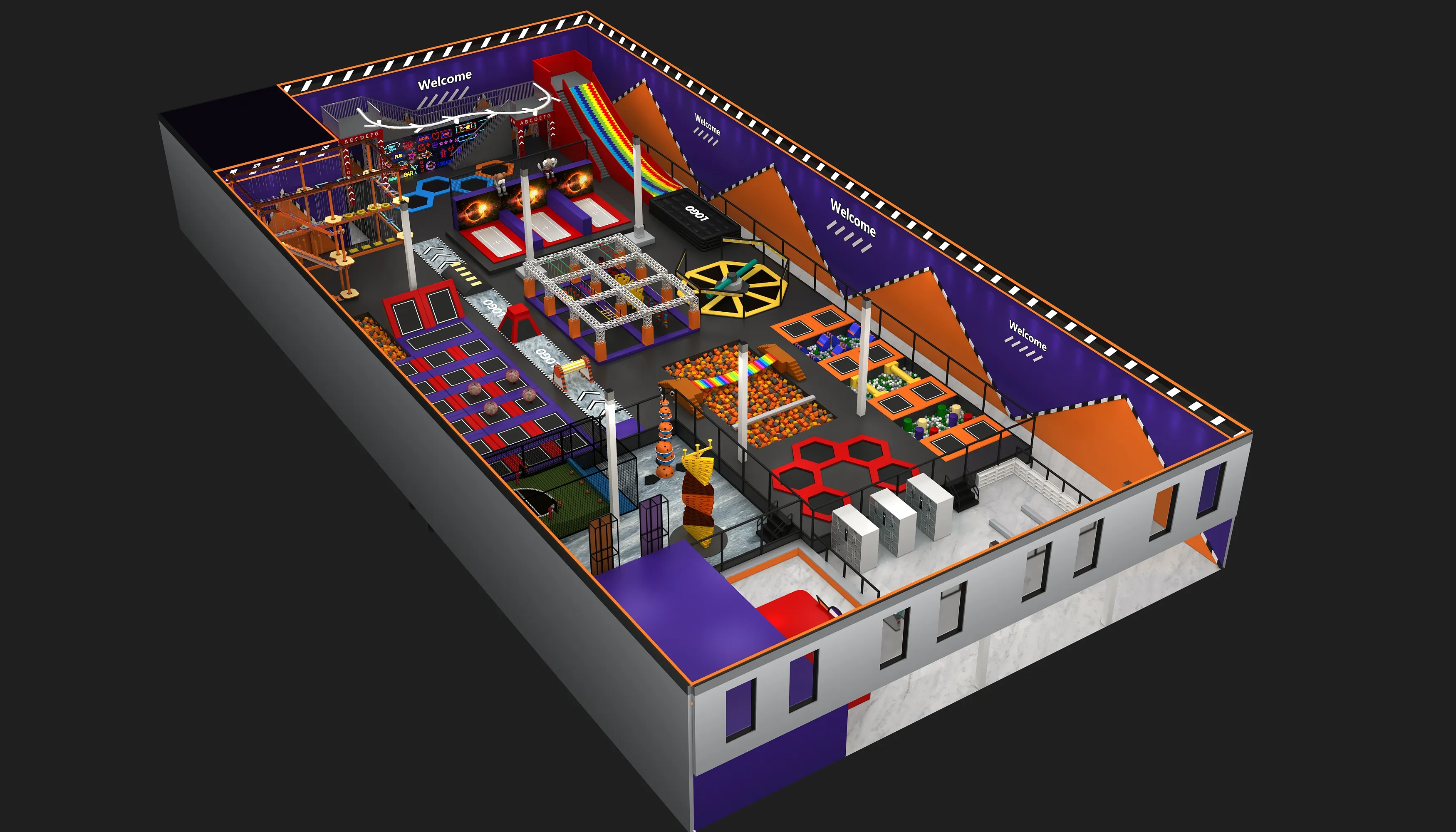 Comprehensive Indoor Trampoline Park - Multi-Functional Adventure Center for Dubai Mall Play Zone - Playground equipment by HonPlay