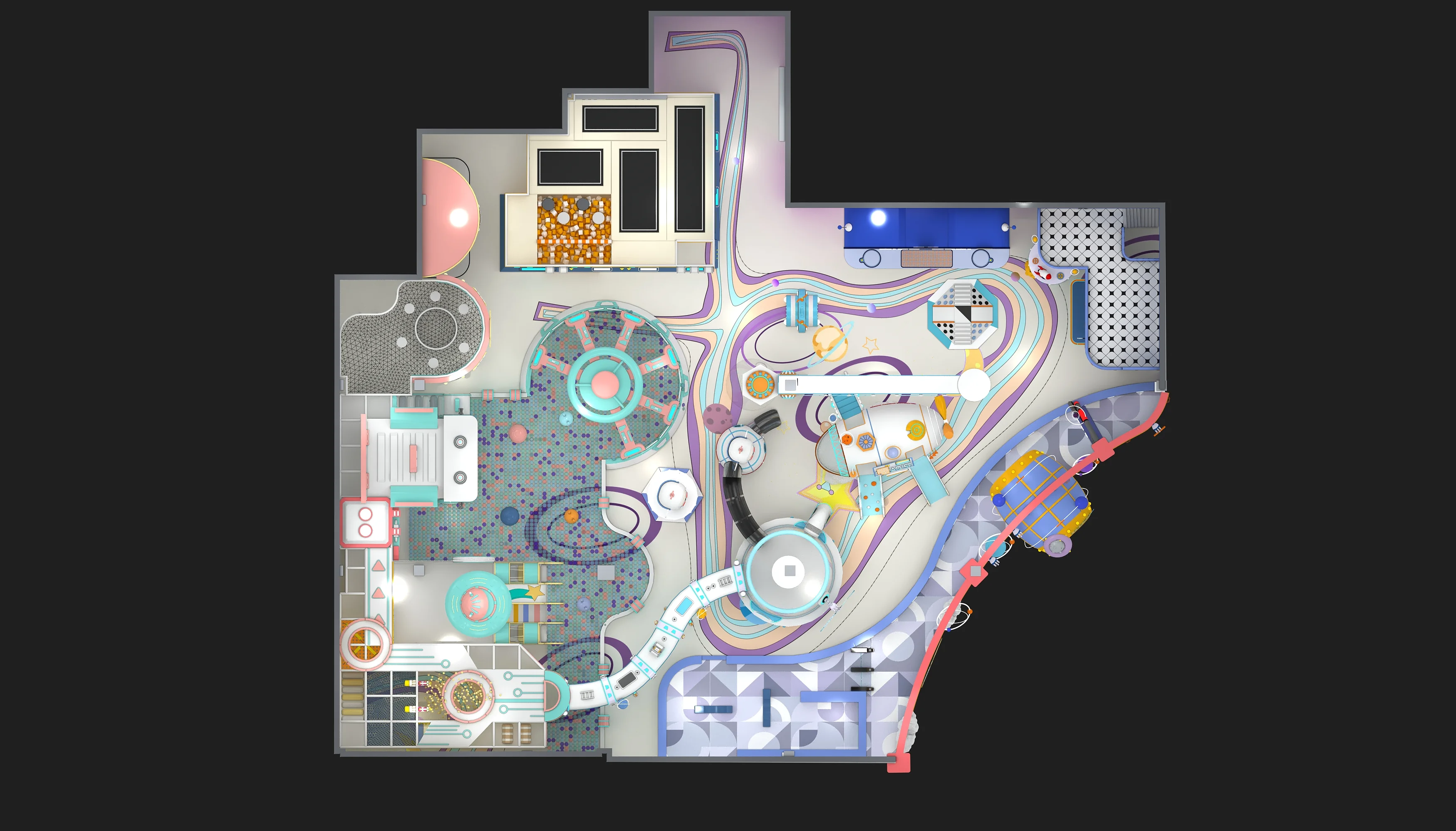 galactic space theme indoor playground commercial, Soft Play, Indoor Center, Safe Environment by HonPlay - full product view