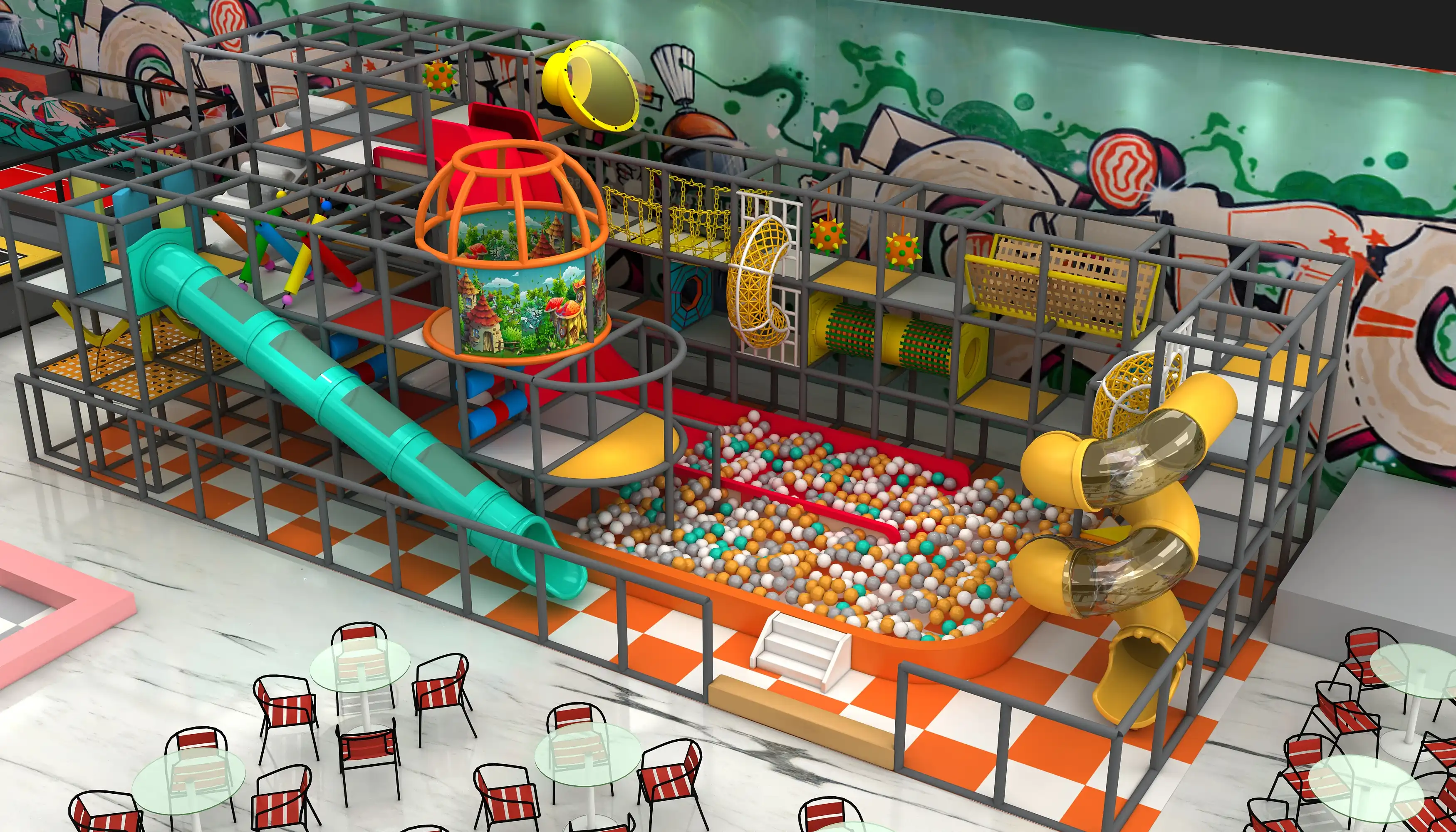 multi level indoor jungle gym ball, Soft Play, Indoor Center, Safe Environment by HonPlay - full product view