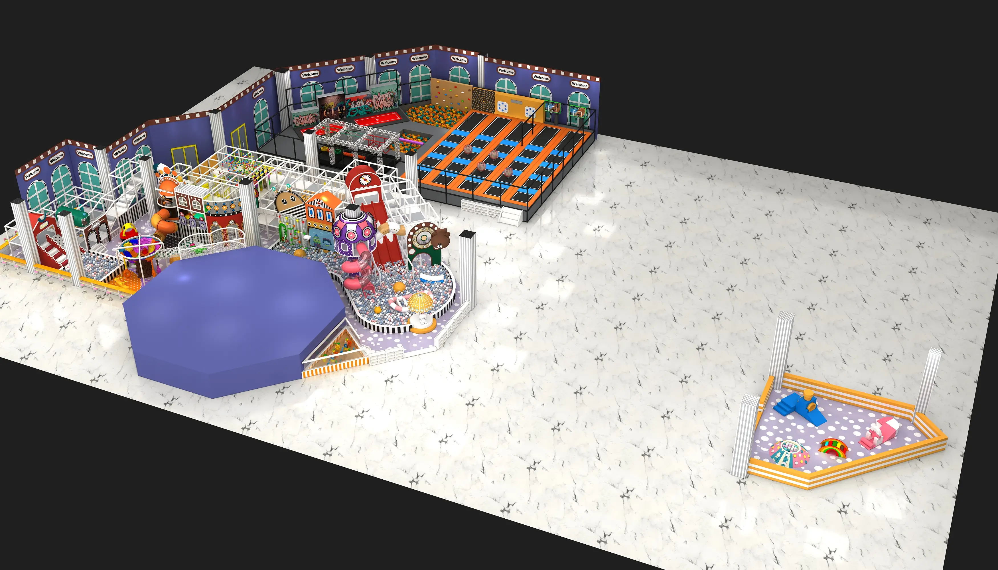 large indoor trampoline park soft play, Soft Play, Indoor Center, Safe Environment by HonPlay - full product view