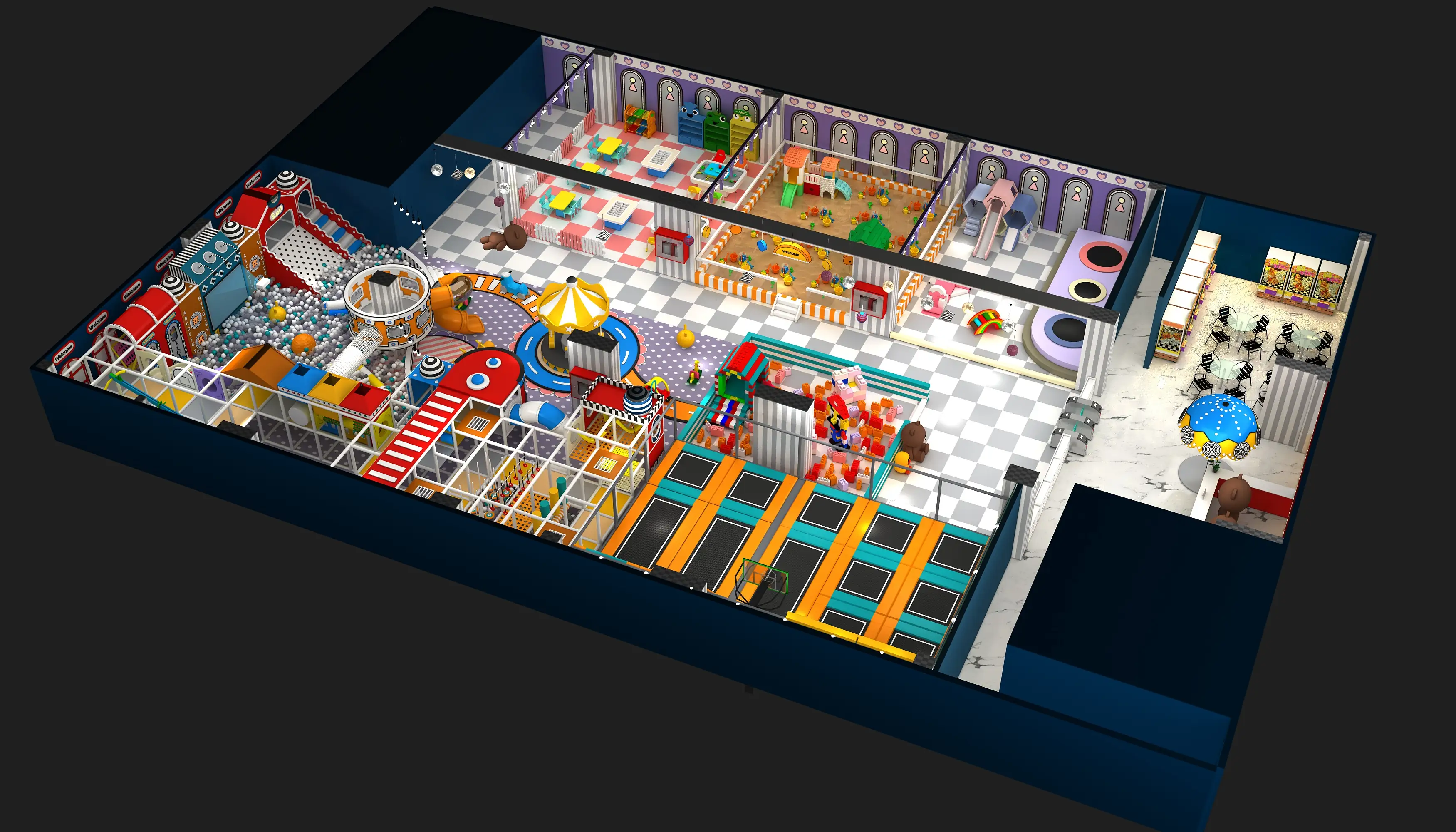 multi zone commercial indoor playground comprehensive, Soft Play, Indoor Center, Safe Environment by HonPlay - full product view