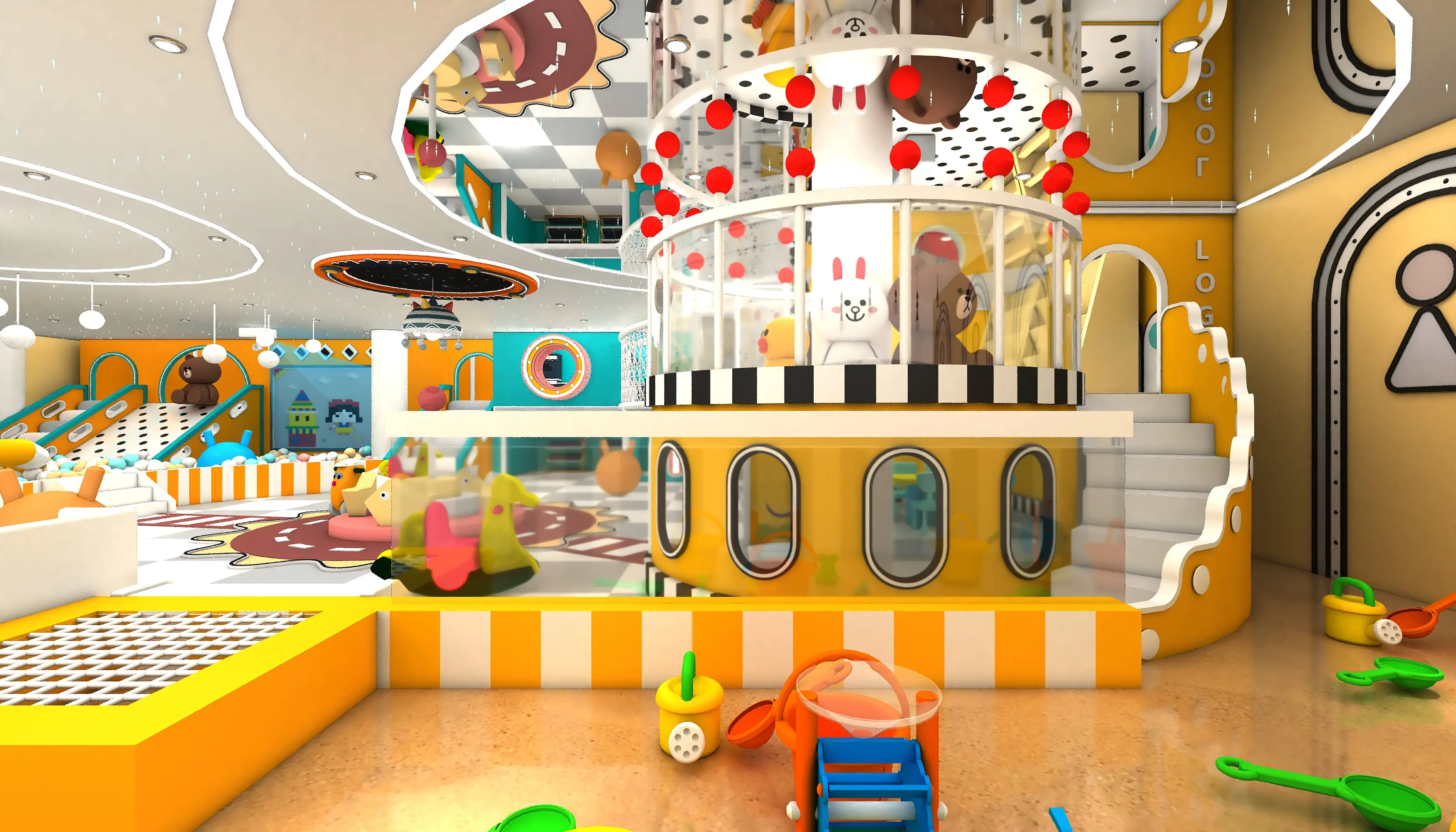 custom line friends themed indoor soft, Soft Play, Indoor Center, Safe Environment by HonPlay - full product view