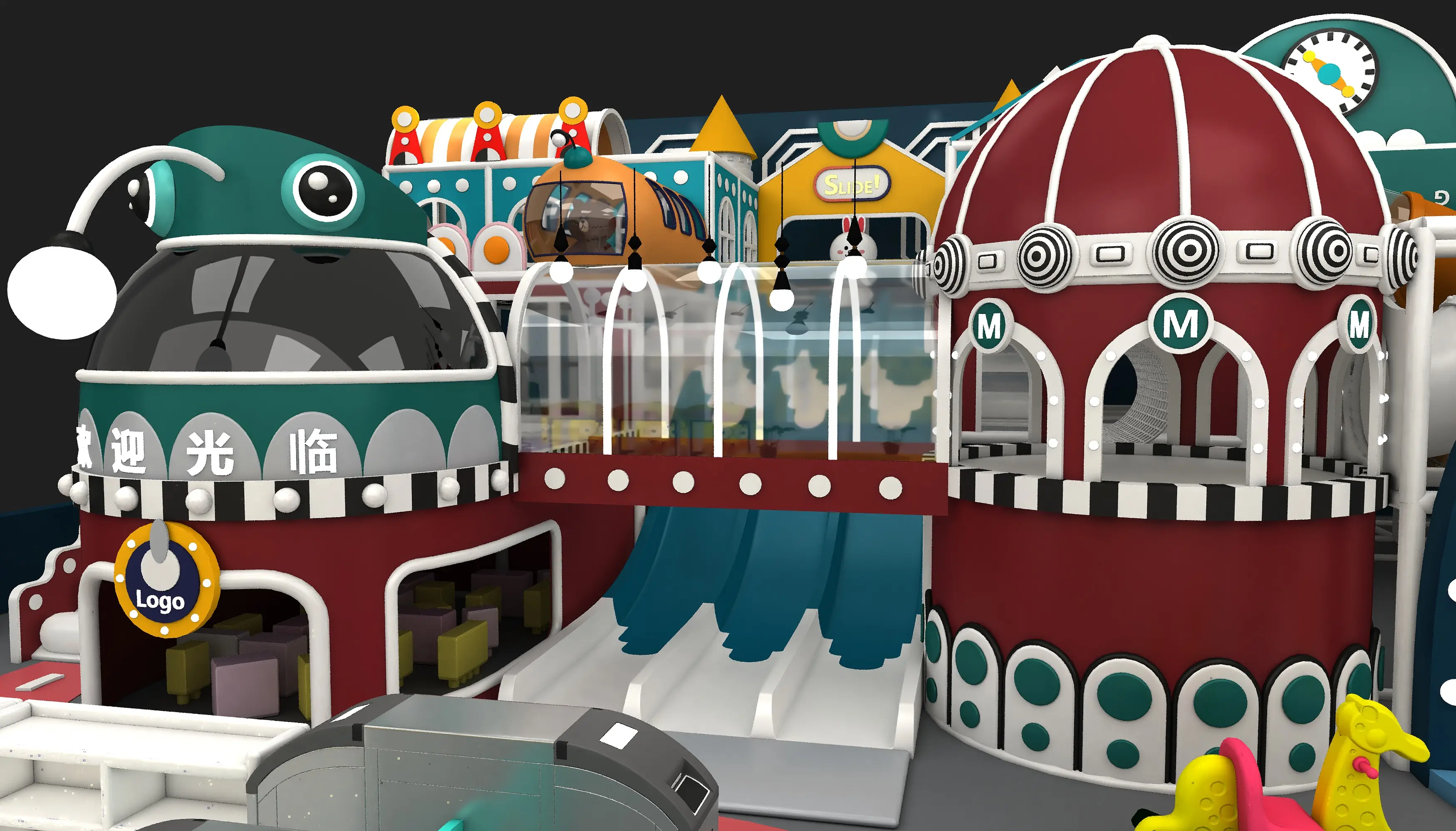 futuristic submarine theme indoor playground commercial, Soft Play, Indoor Center, Safe Environment by HonPlay - full product view