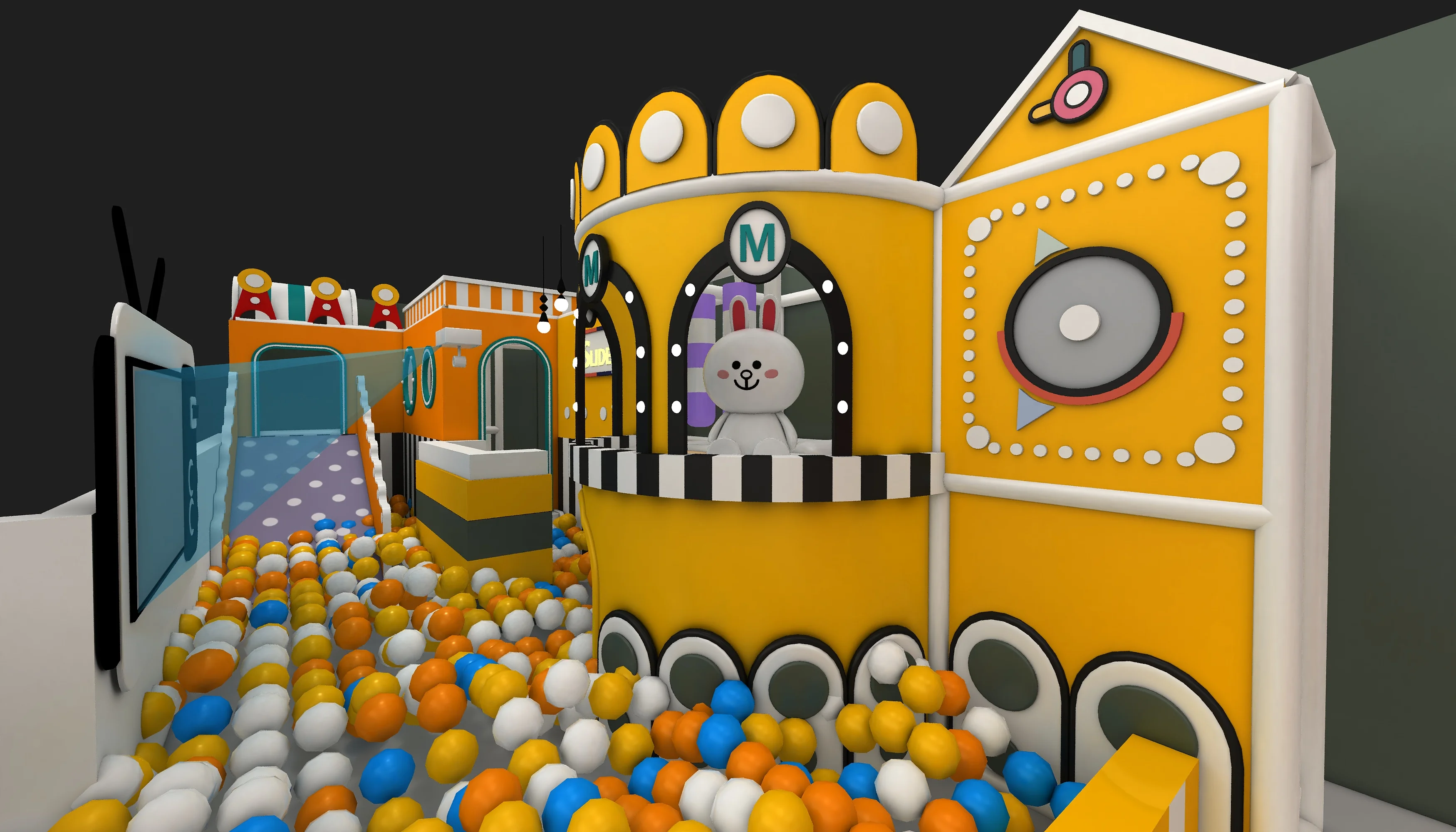 yellow castle soft play ball pit, Soft Play, Indoor Center, Safe Environment by HonPlay - full product view