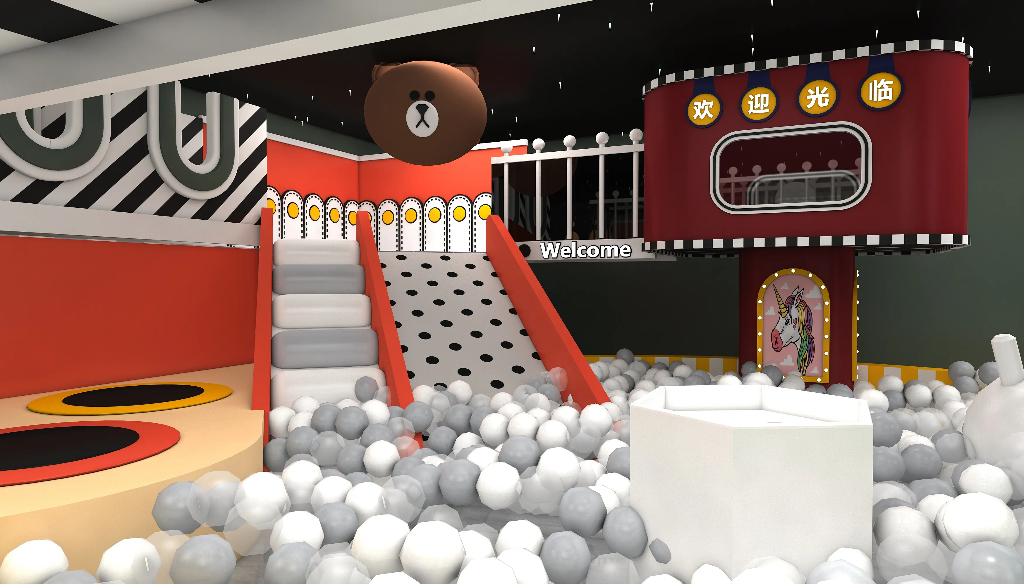 cartoon character themed indoor soft play, Soft Play, Indoor Center, Safe Environment by HonPlay - full product view