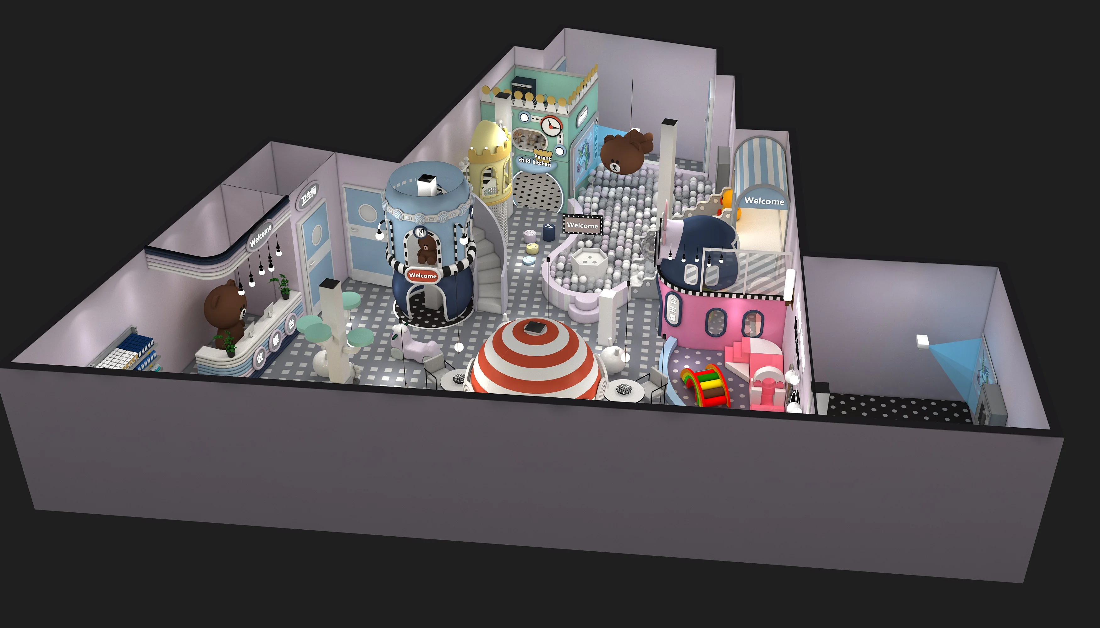 themed indoor soft play center custom, Soft Play, Indoor Center, Safe Environment by HonPlay - full product view